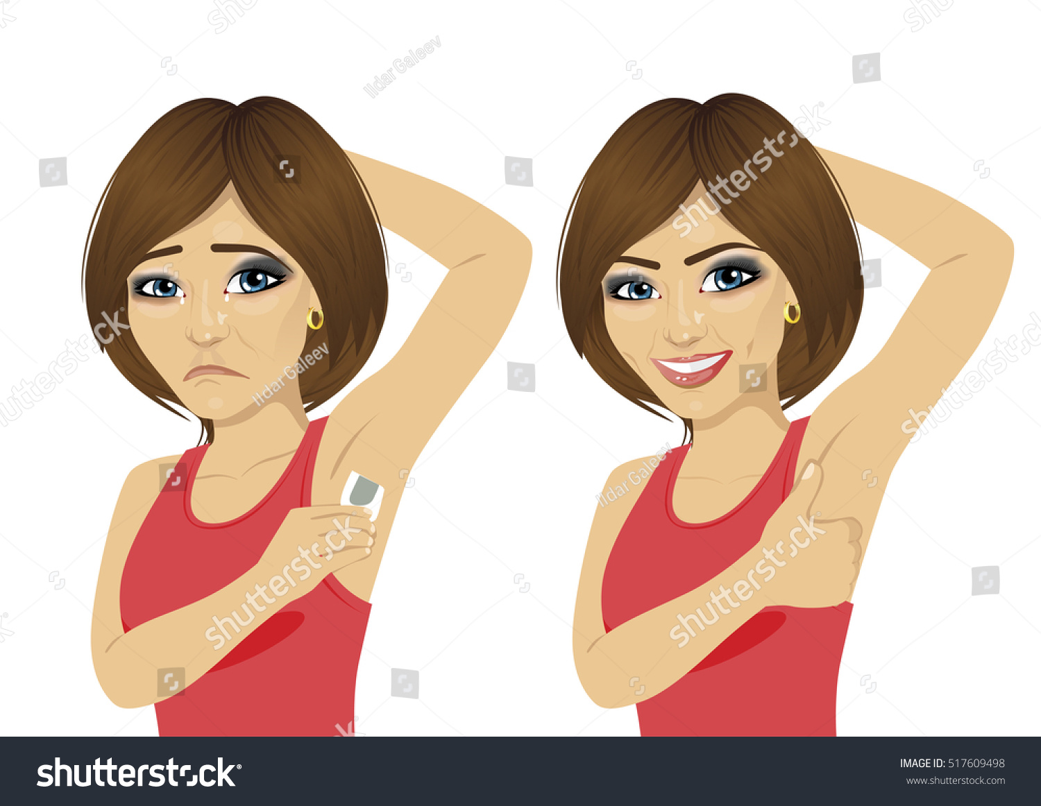 Young Woman Two Different Action Waxing Stock Vector Royalty Free