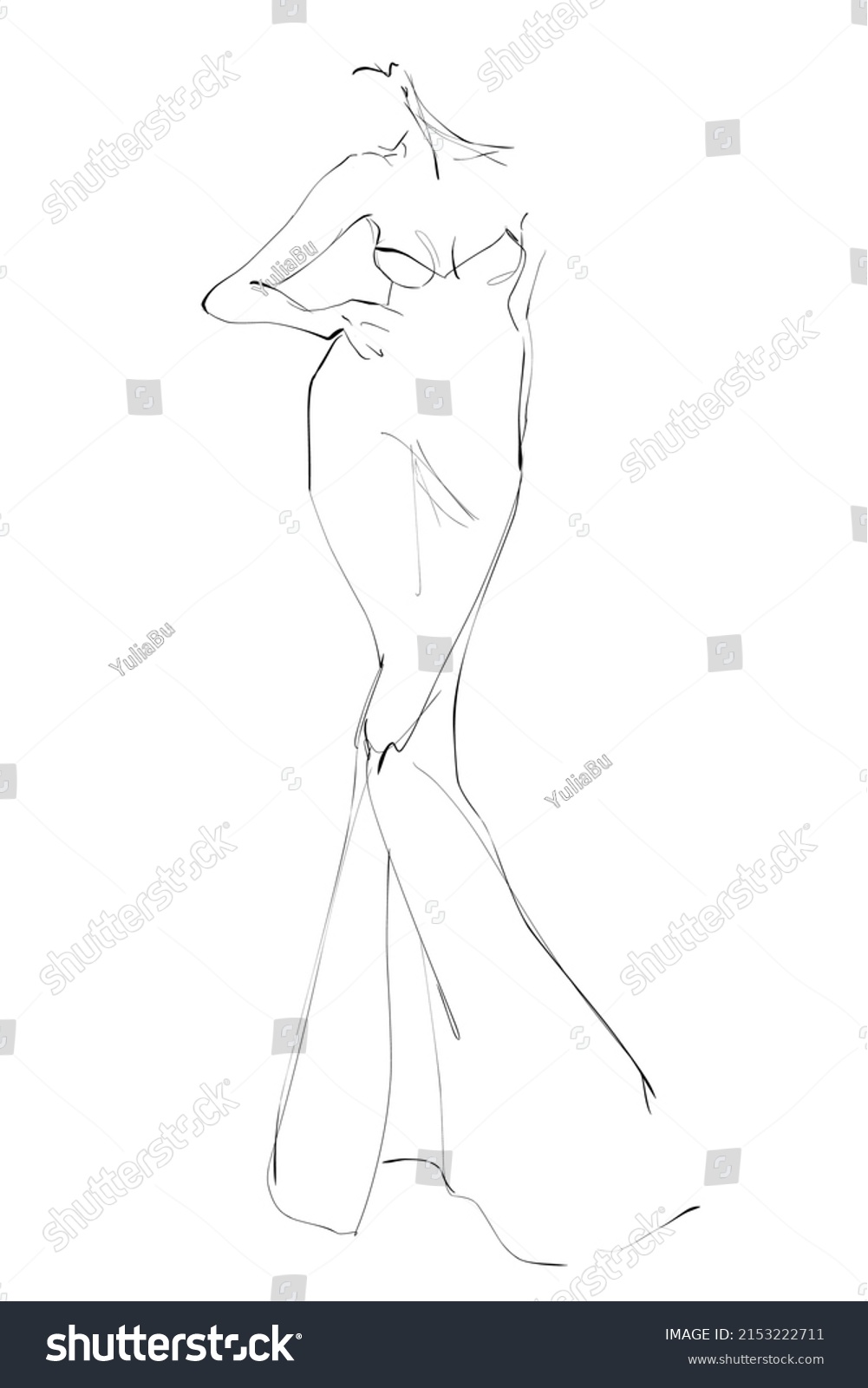 Young Woman Model Evening Dress Fashion Stock Vector (Royalty Free ...
