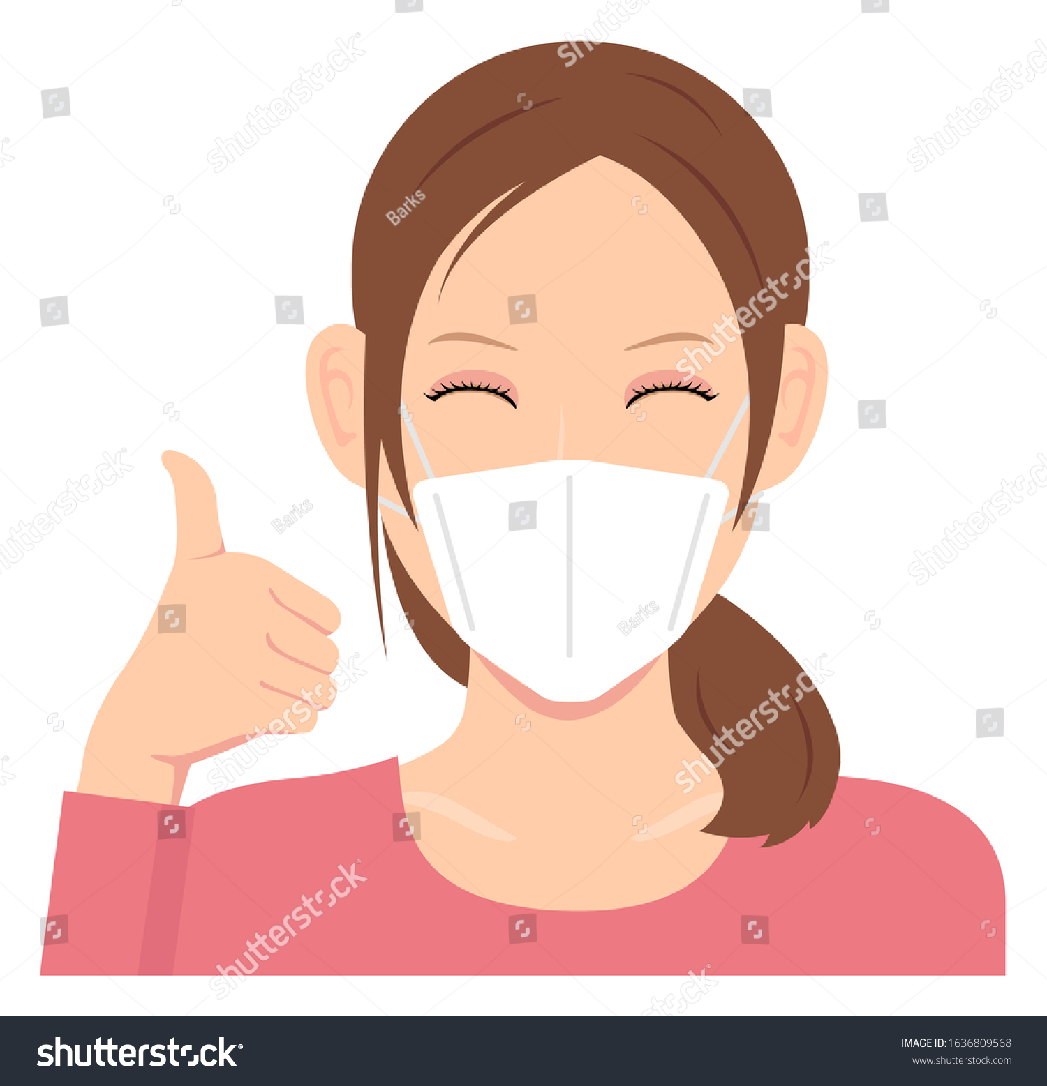 Young Woman Wearing Mask Vector Illustration Stock Vector (Royalty Free ...