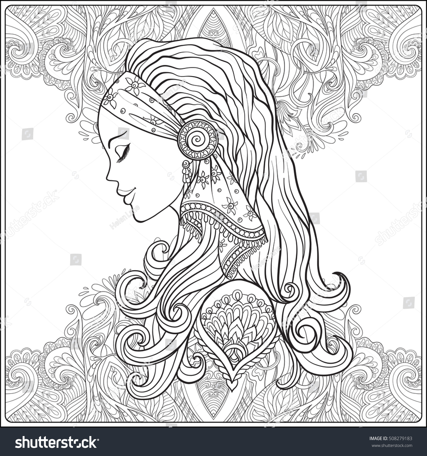 Young Woman Long Hair Medieval Costume Stock Vector ...