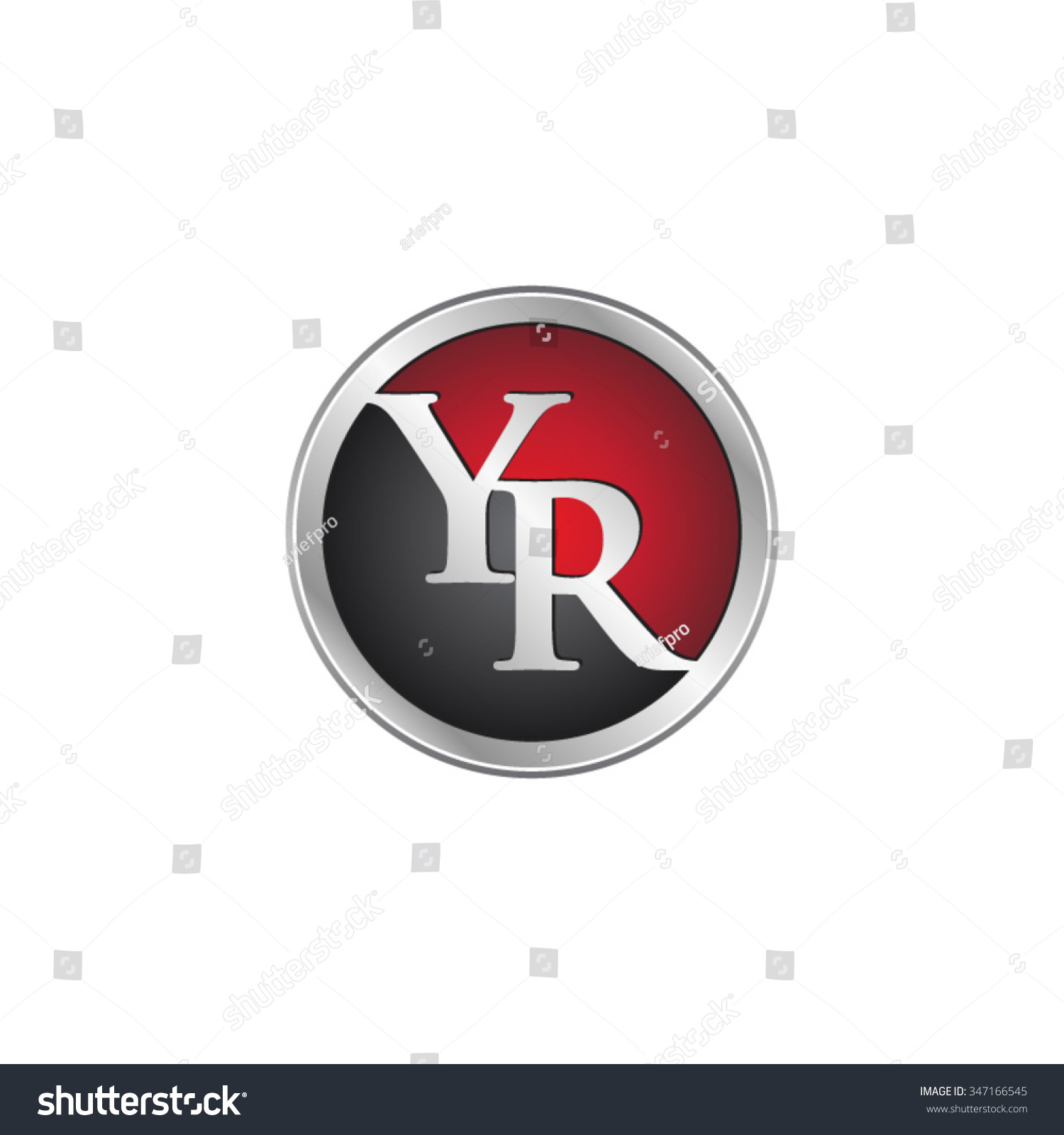 Yr Initial Circle Logo Red Stock Vector Royalty Free