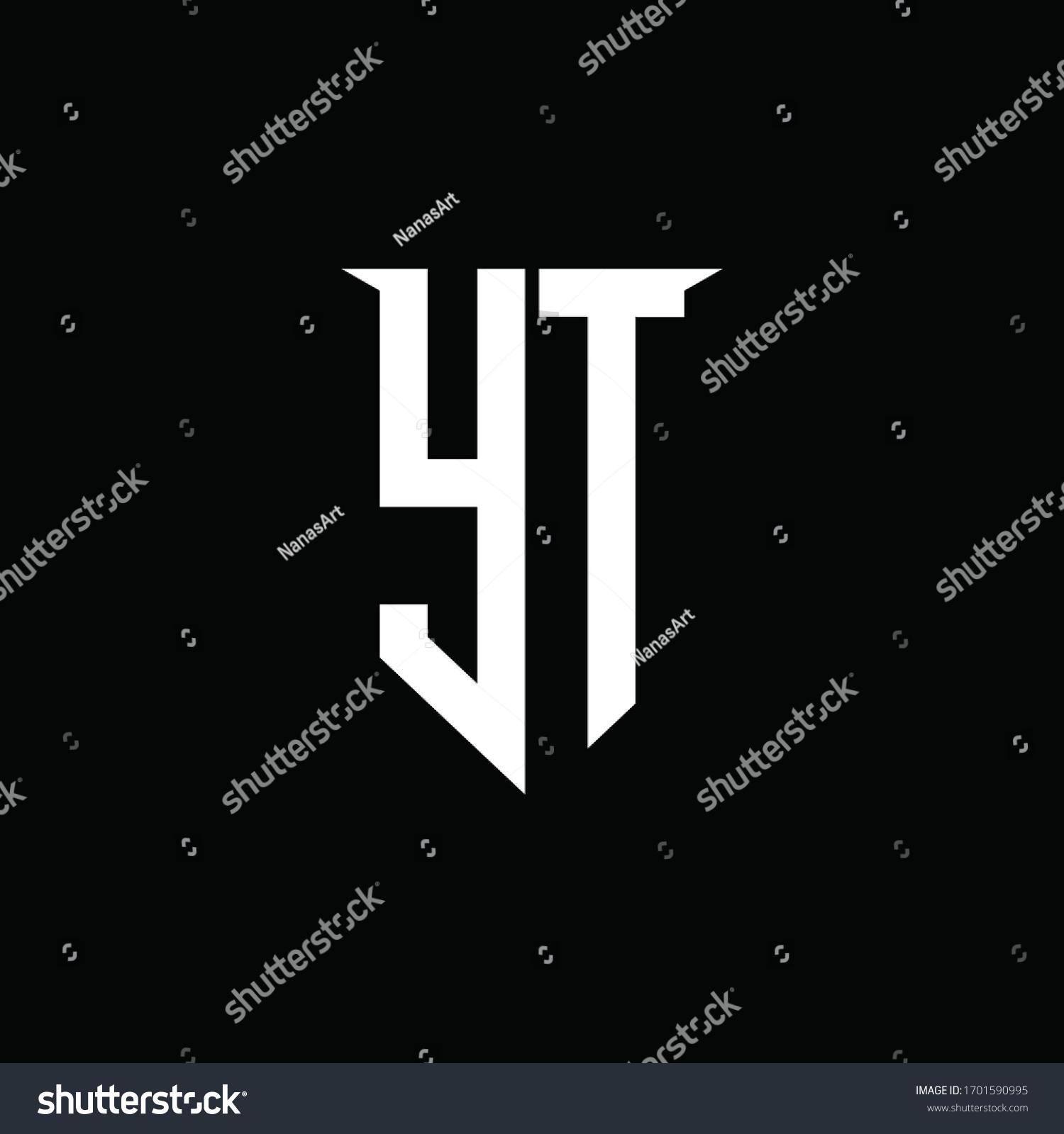 Yt Logo Monogram Emblem Shield Style Stock Vector (Royalty Free) 1701590995