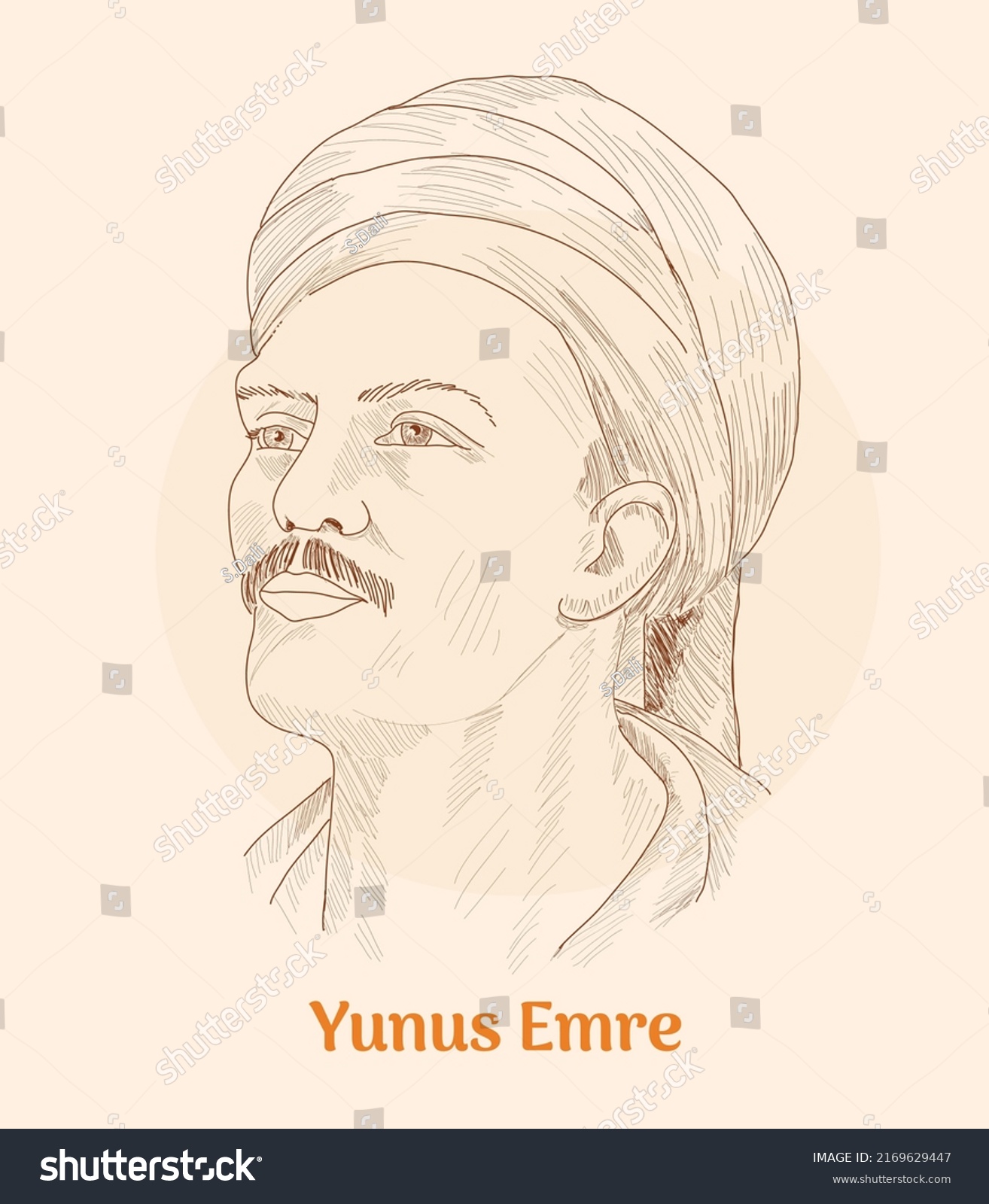 Yunus Emre Portrait Hand Drawing Vector Stock Vector (Royalty Free ...