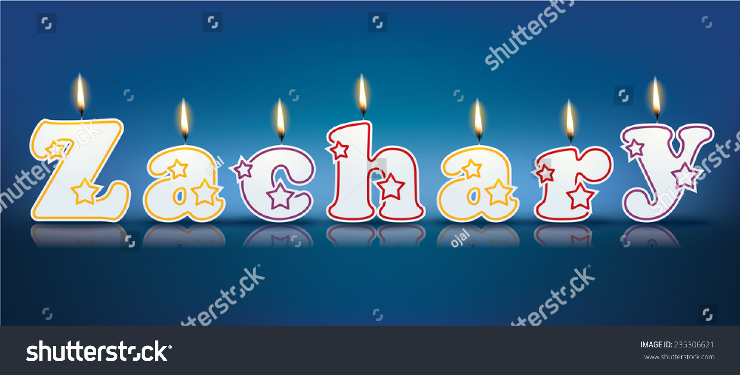SVG of ZACHARY written with burning candles - vector illustration svg