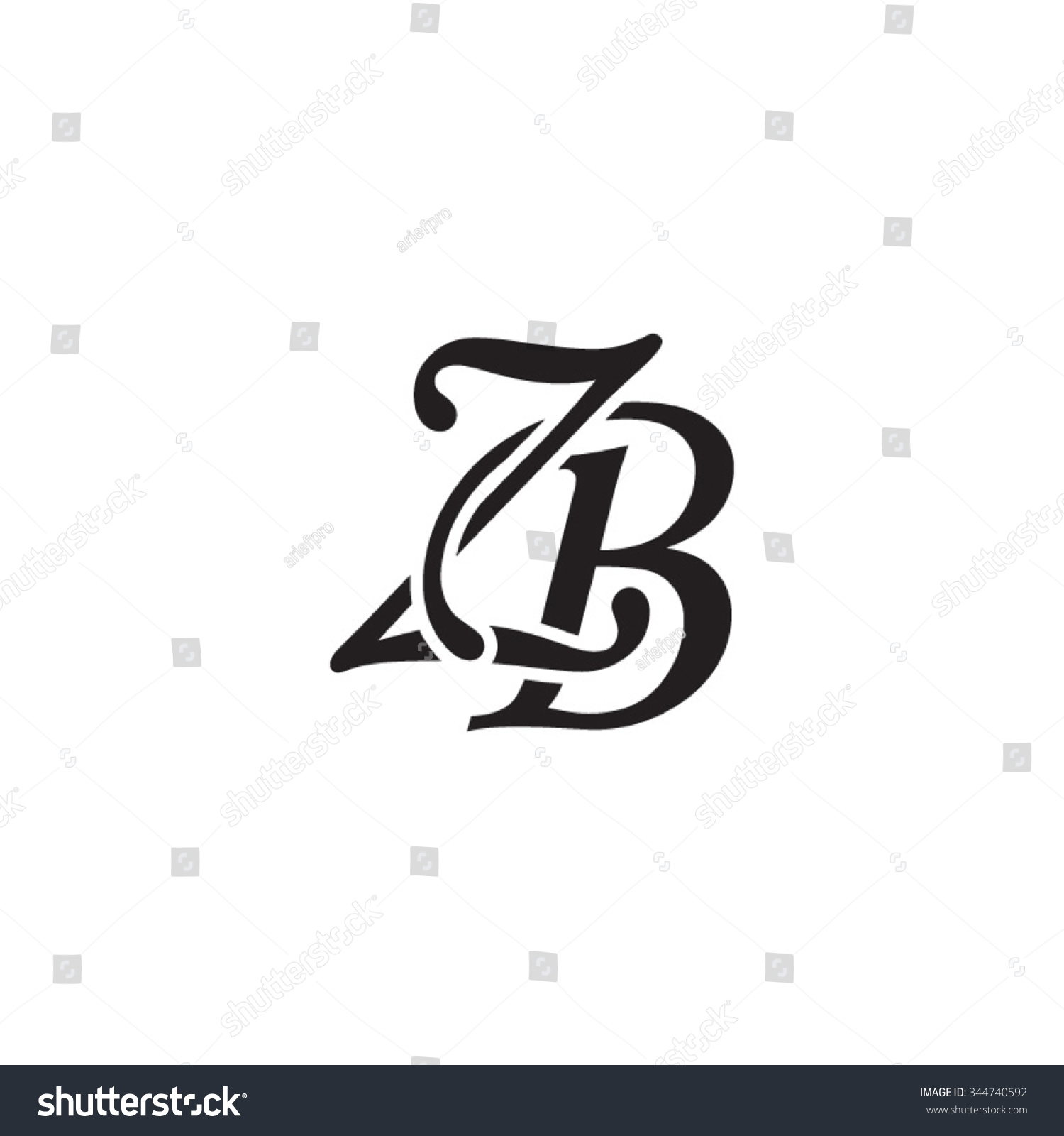 Zb Initial Monogram Logo Stock Vector Royalty Free