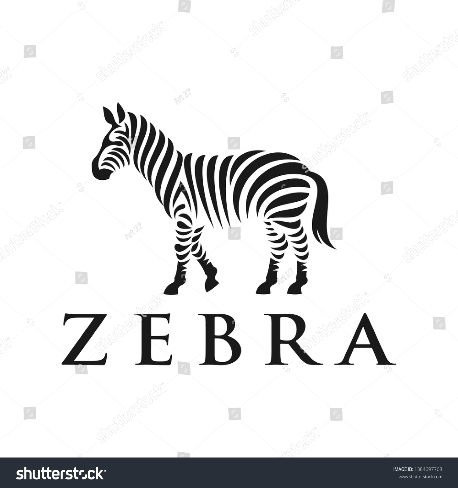 ゼブラのロゴデザイン 黒い縞のある白い動物 のベクター画像素材 ロイヤリティフリー