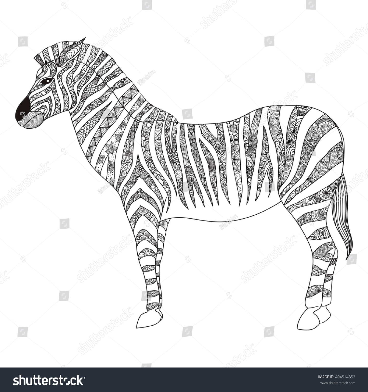 Zebra Zentangle Stylized T Shirt Design Stock Vector (Royalty Free ...