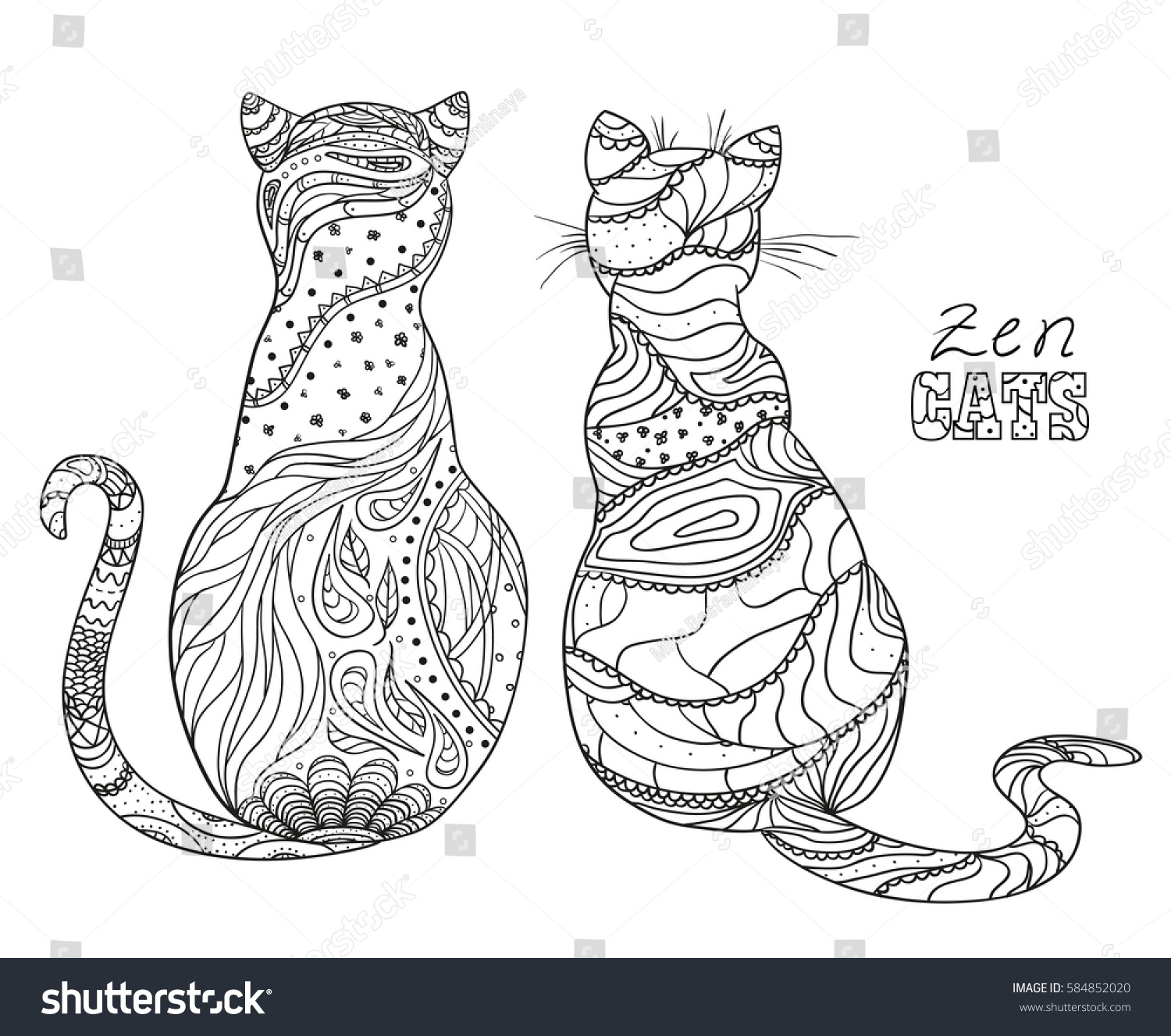 zen-cats-design-zentangle-hand-drawn-stock-vector-584852020-shutterstock