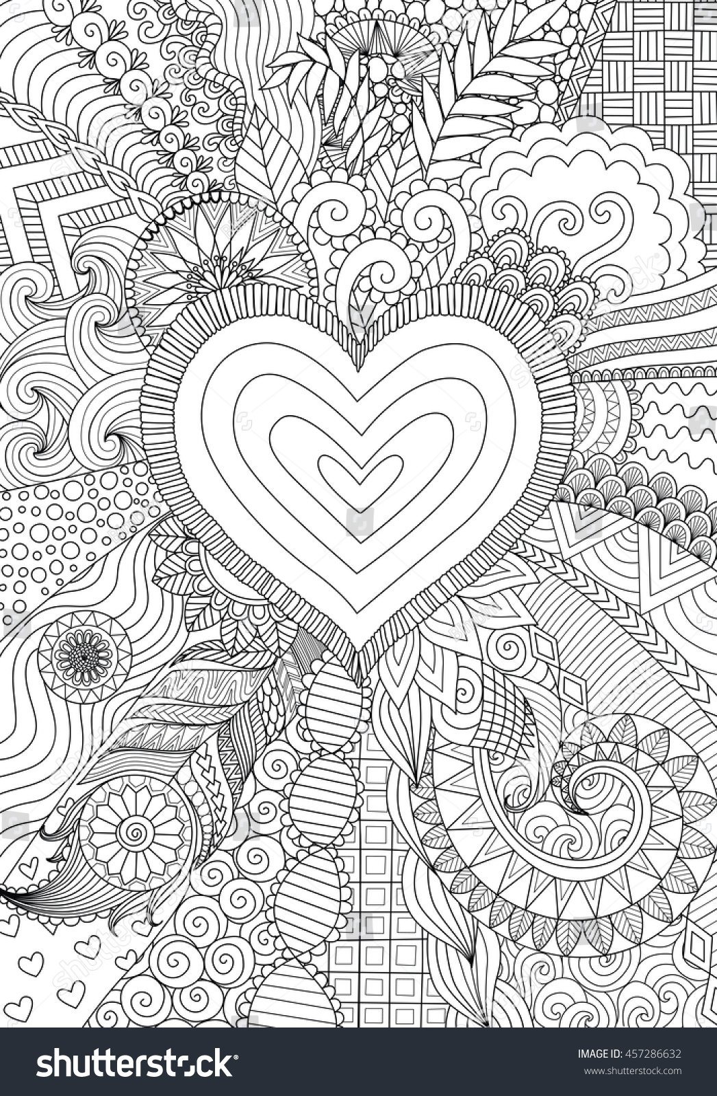 Zendoodle Design Heart Shape On Abstract Stock Vector (Royalty Free ...