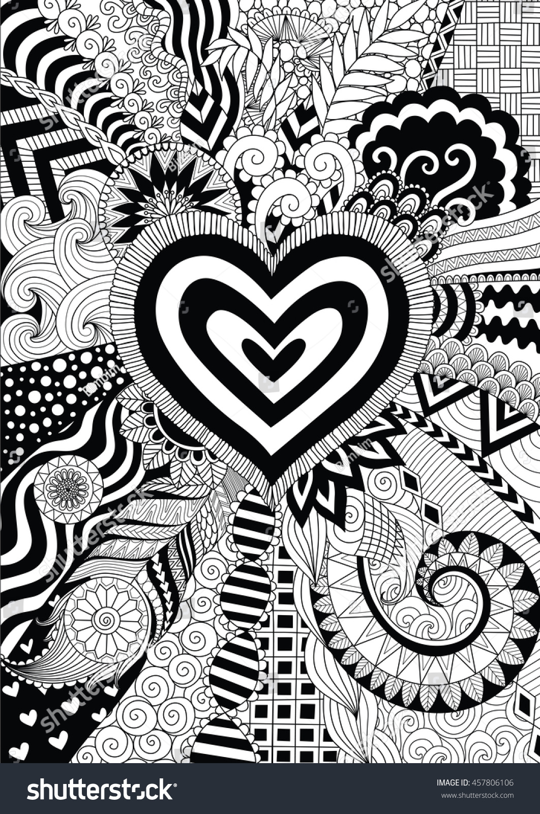 Line Art Card Design : Zendoodle design heart shape on abstract stock vector