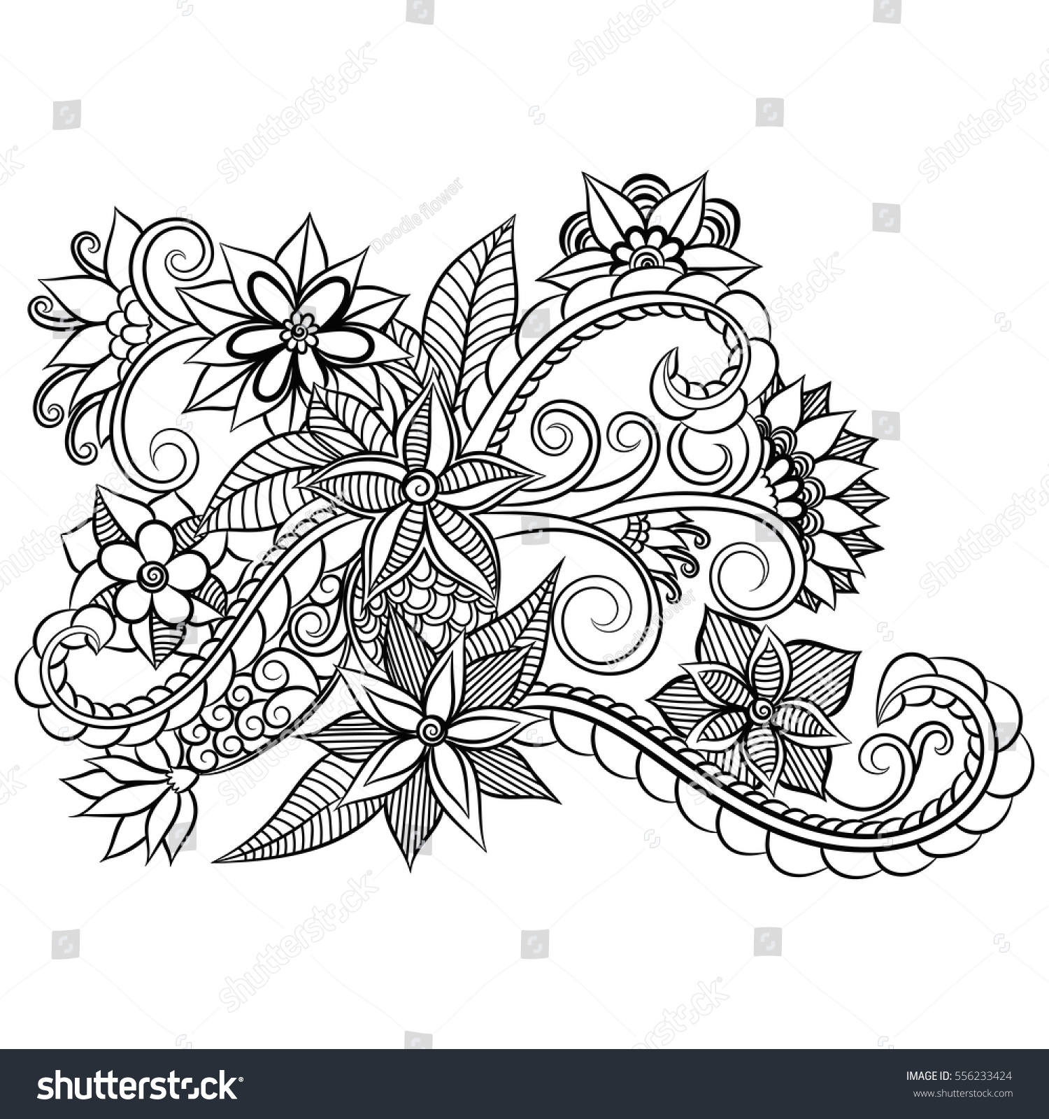 Zentangle Abstract Flowers Doodle Flower Vector Stock Vector
