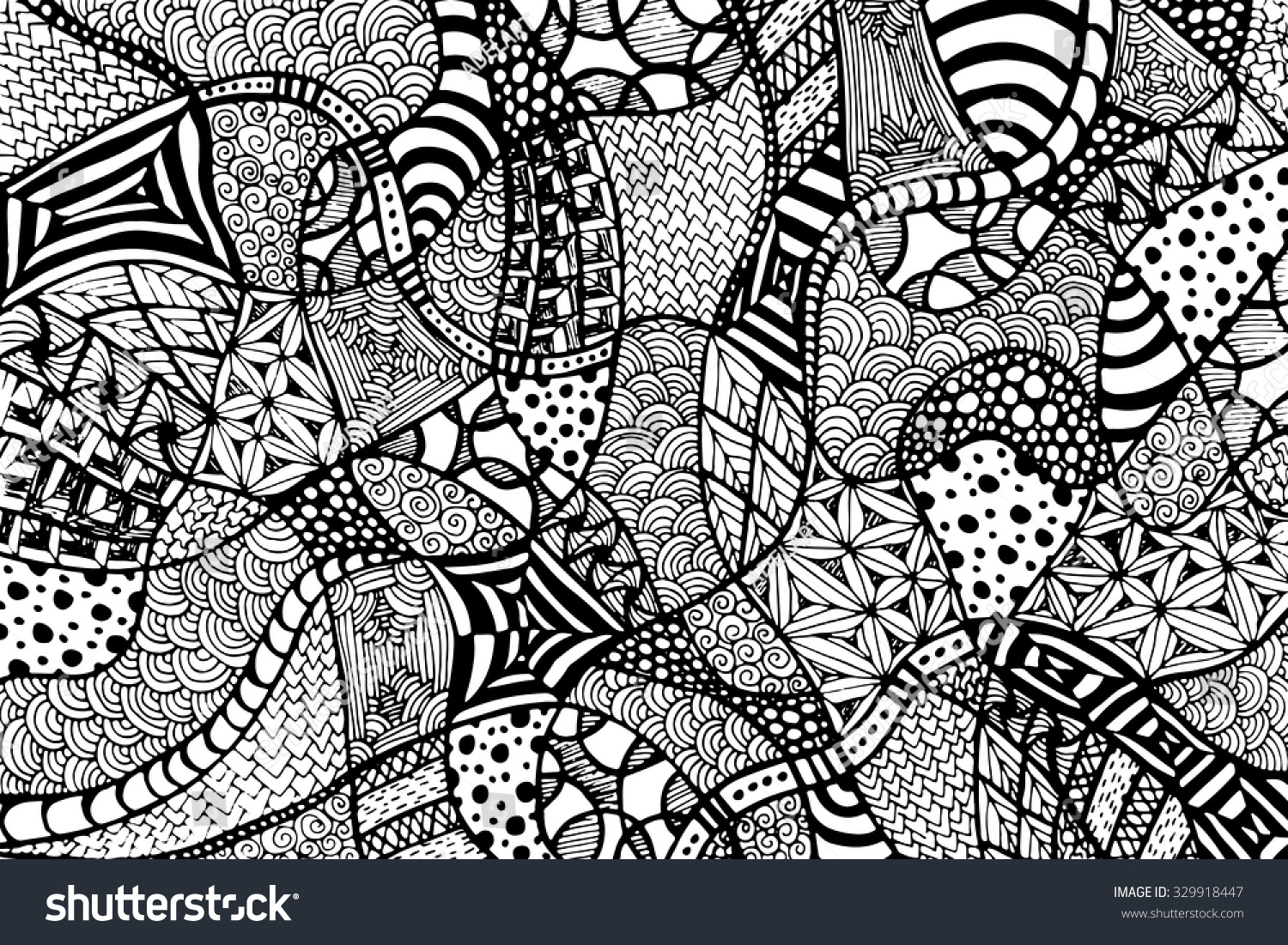 Zentangle Background With A Lot Of Unique Elements. Totally Hand Drawn ...
