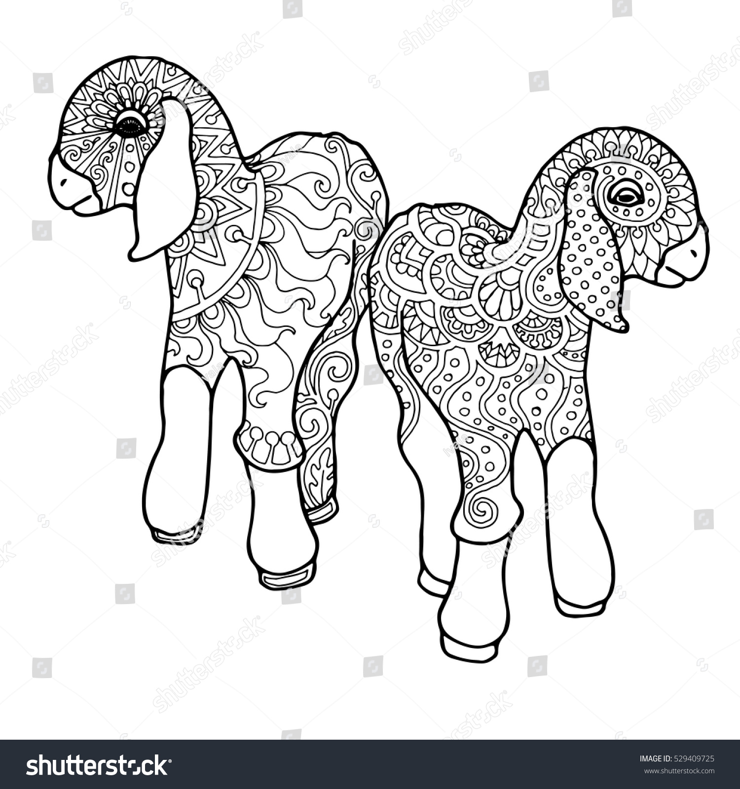 Download Zentangle Goat Kids Isolated Doodle Vector Stock Vector Royalty Free 529409725