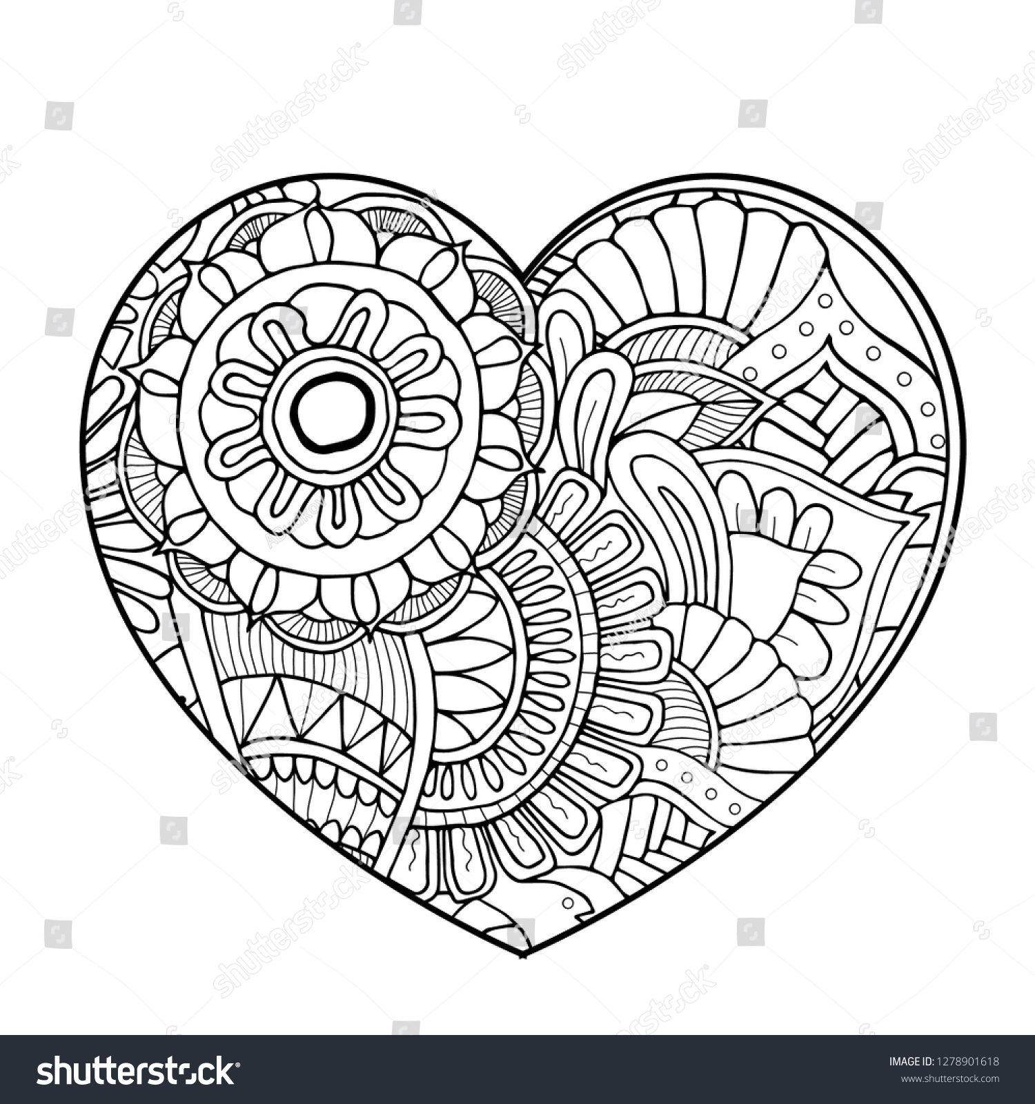 Zentangle Mandala Heart Dedicated Valentines Day Stock Vector ...