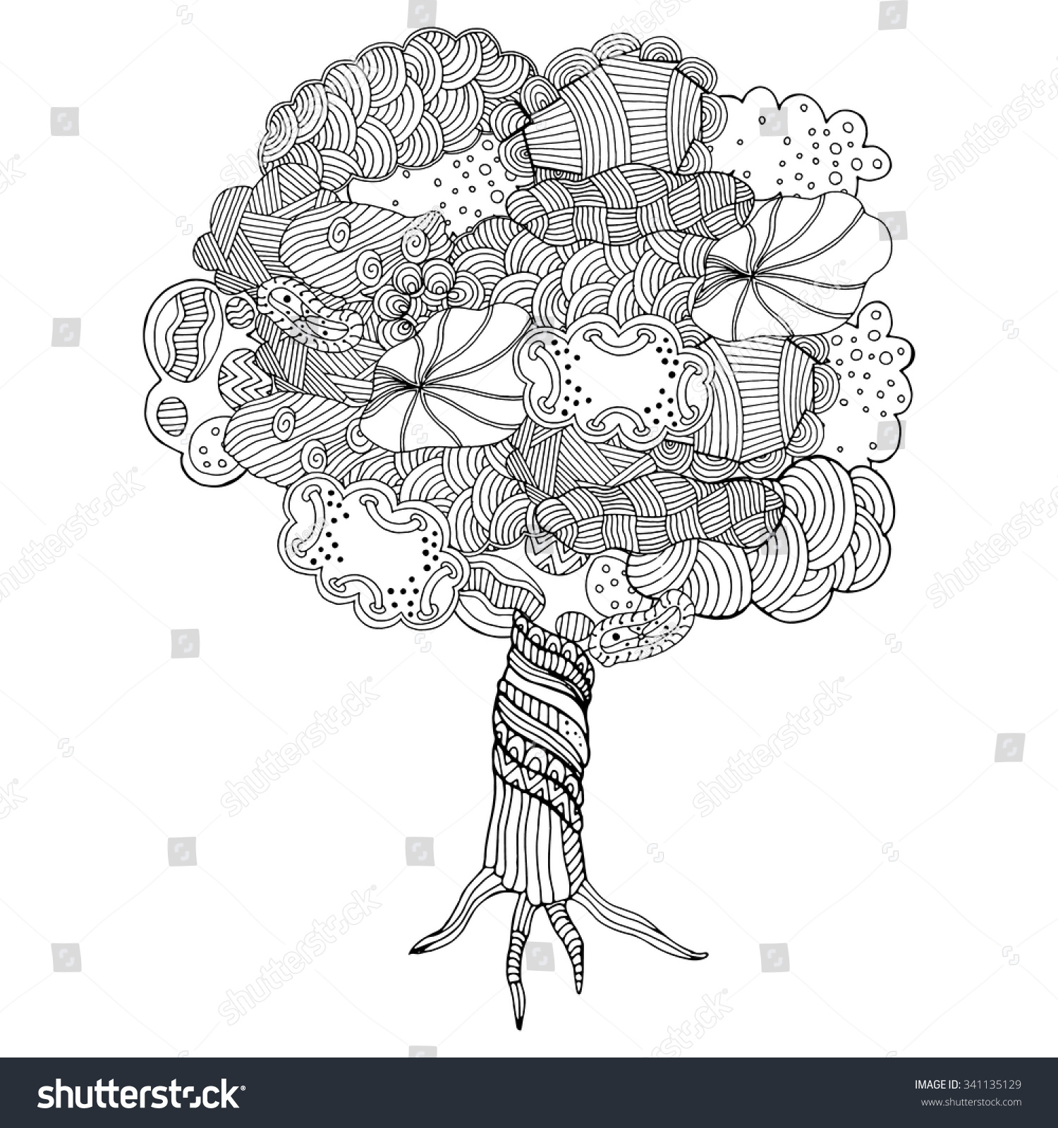 zentangle coloring pages tree trunk - photo #22