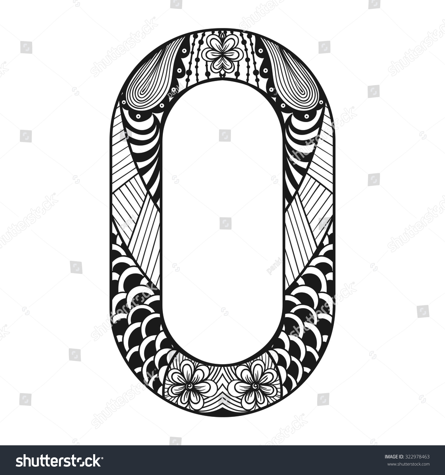 Zentangle Stylized Alphabet Lace Letter O Stock Vector Royalty Free