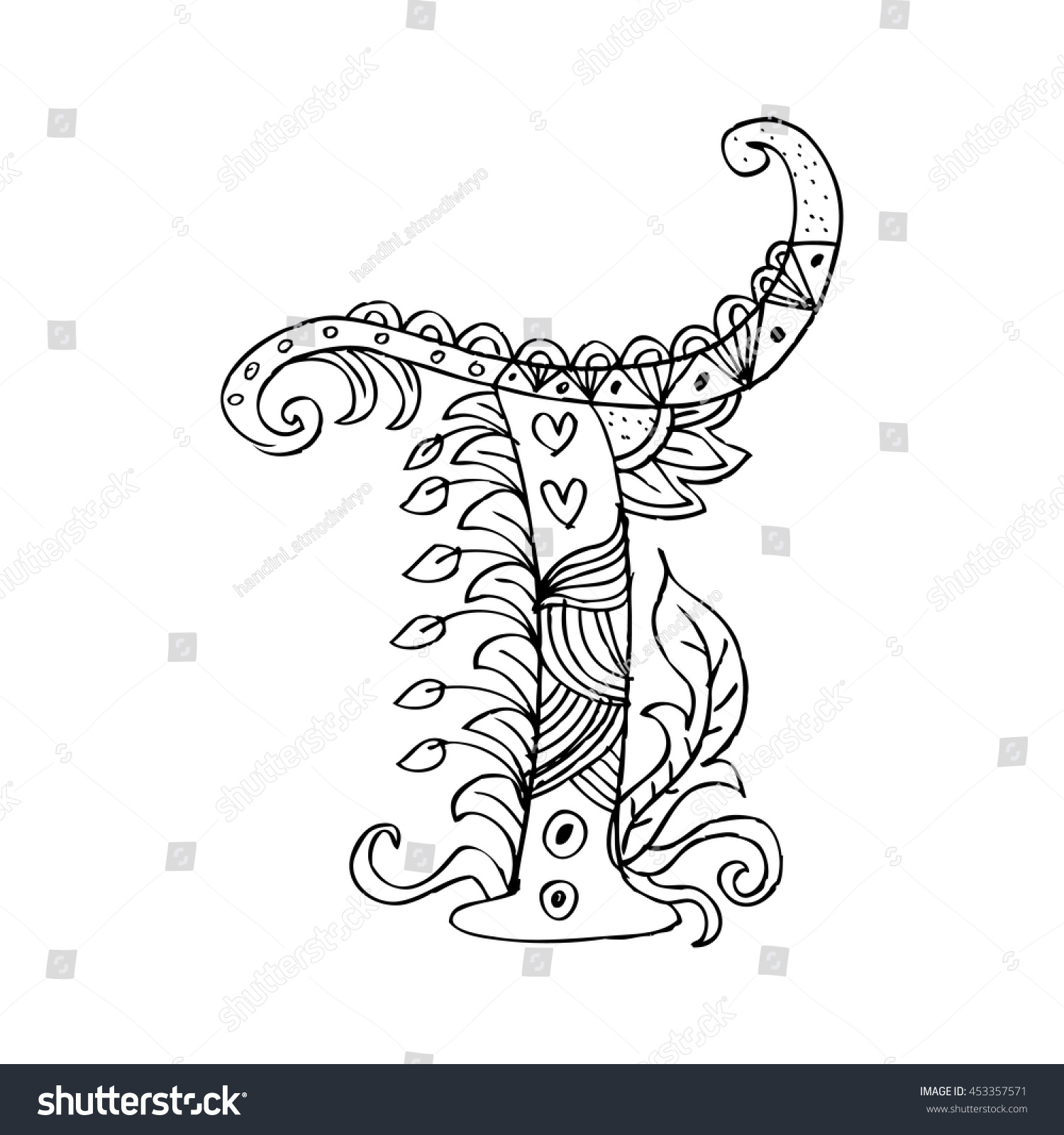 Zentangle Stylized Alphabet Lace Letter T Stock Vector Royalty Free