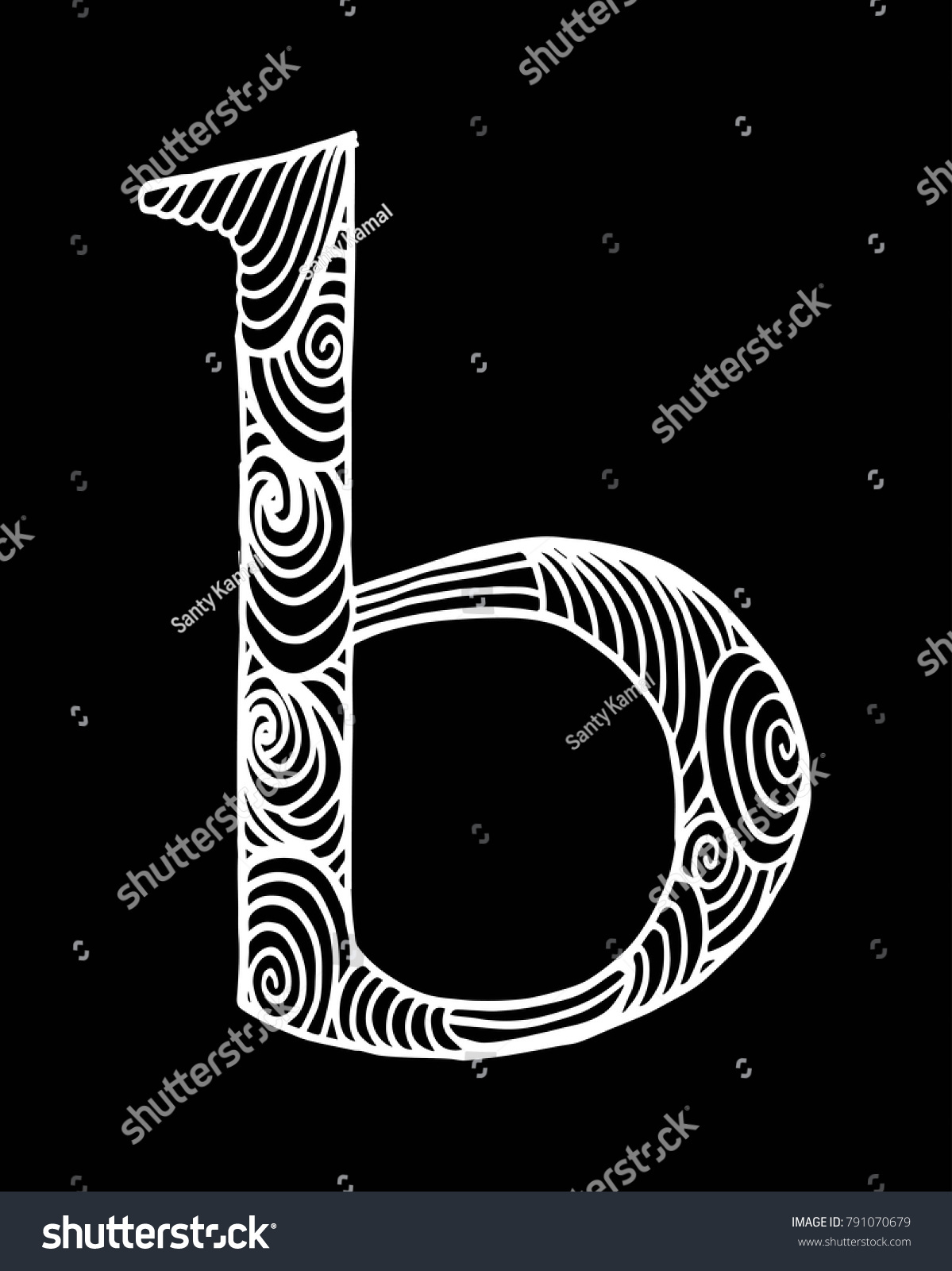 Zentangle Stylized Alphabet Letter B Doodle: เวกเตอร์สต็อก (ปลอดค่า ...