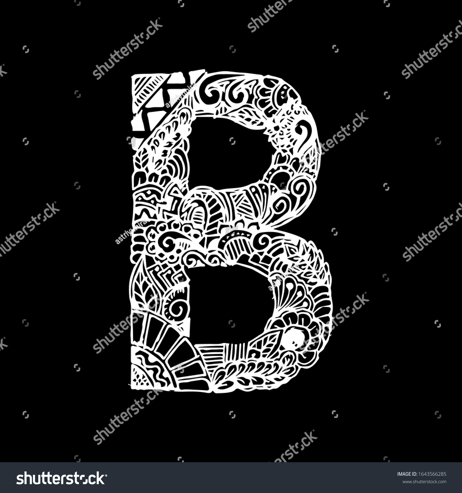 Zentangle Stylized Alphabet Letter B Vector: Vector De Stock (libre De ...