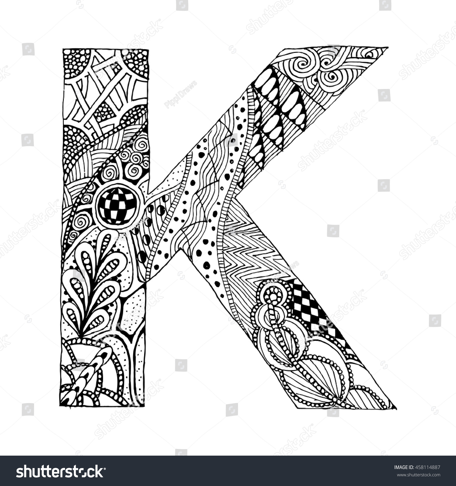 Zentangle Letter K