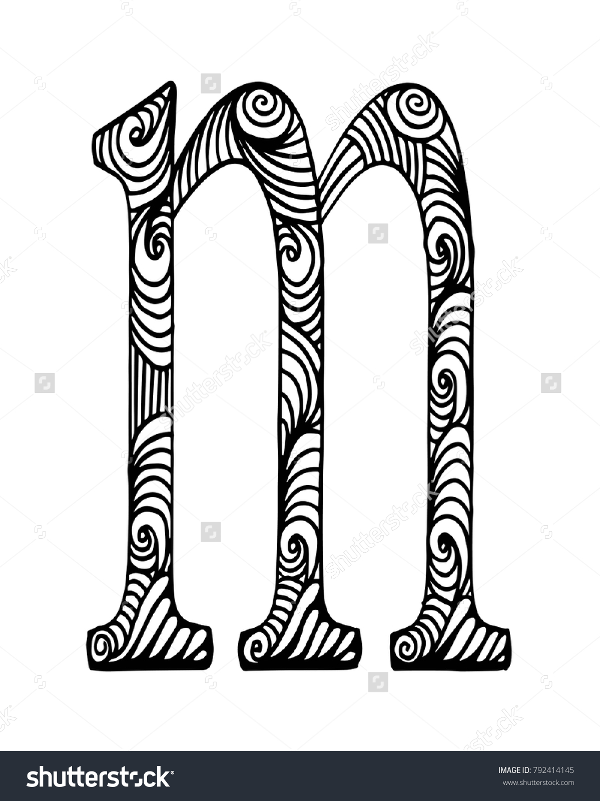 Zentangle Stylized Alphabet Letter M Doodle Stock Vector (Royalty Free ...