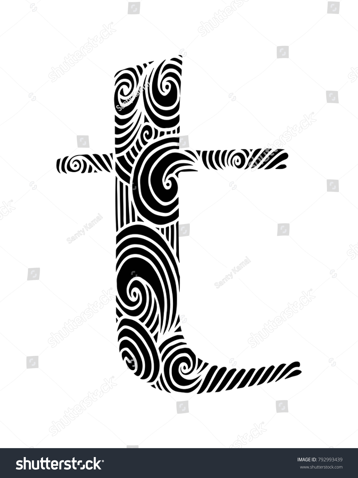 Zentangle Stylized Alphabet Letter T Doodle Stock Vector Royalty