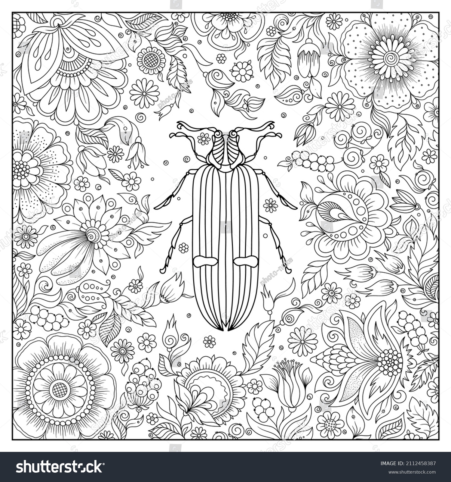 Zentangle Stylized Cartoon Beetle Hand Drawn Stock Vector (Royalty Free ...