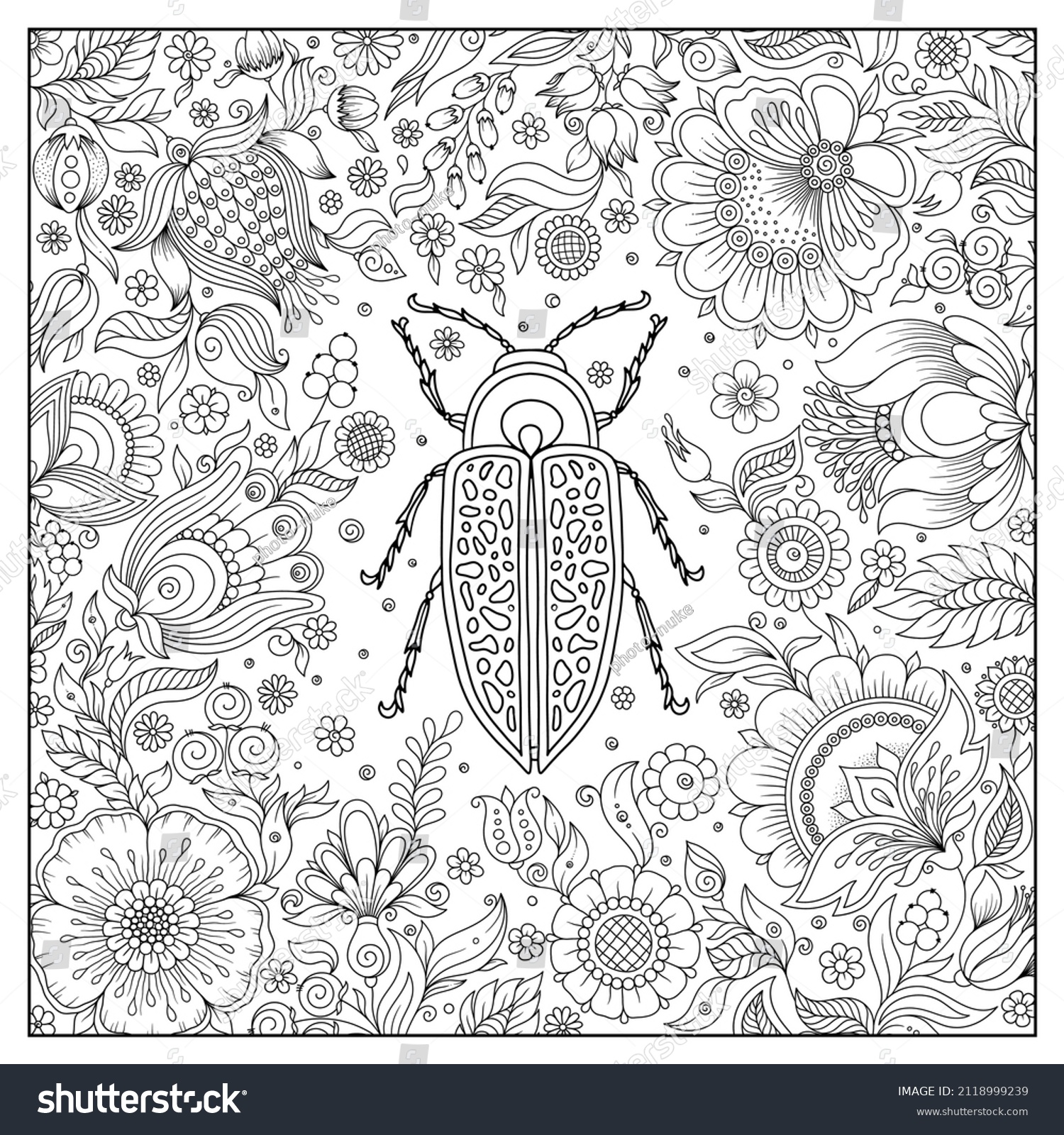 Zentangle Stylized Cartoon Beetle Hand Drawn Stock Vector (Royalty Free ...