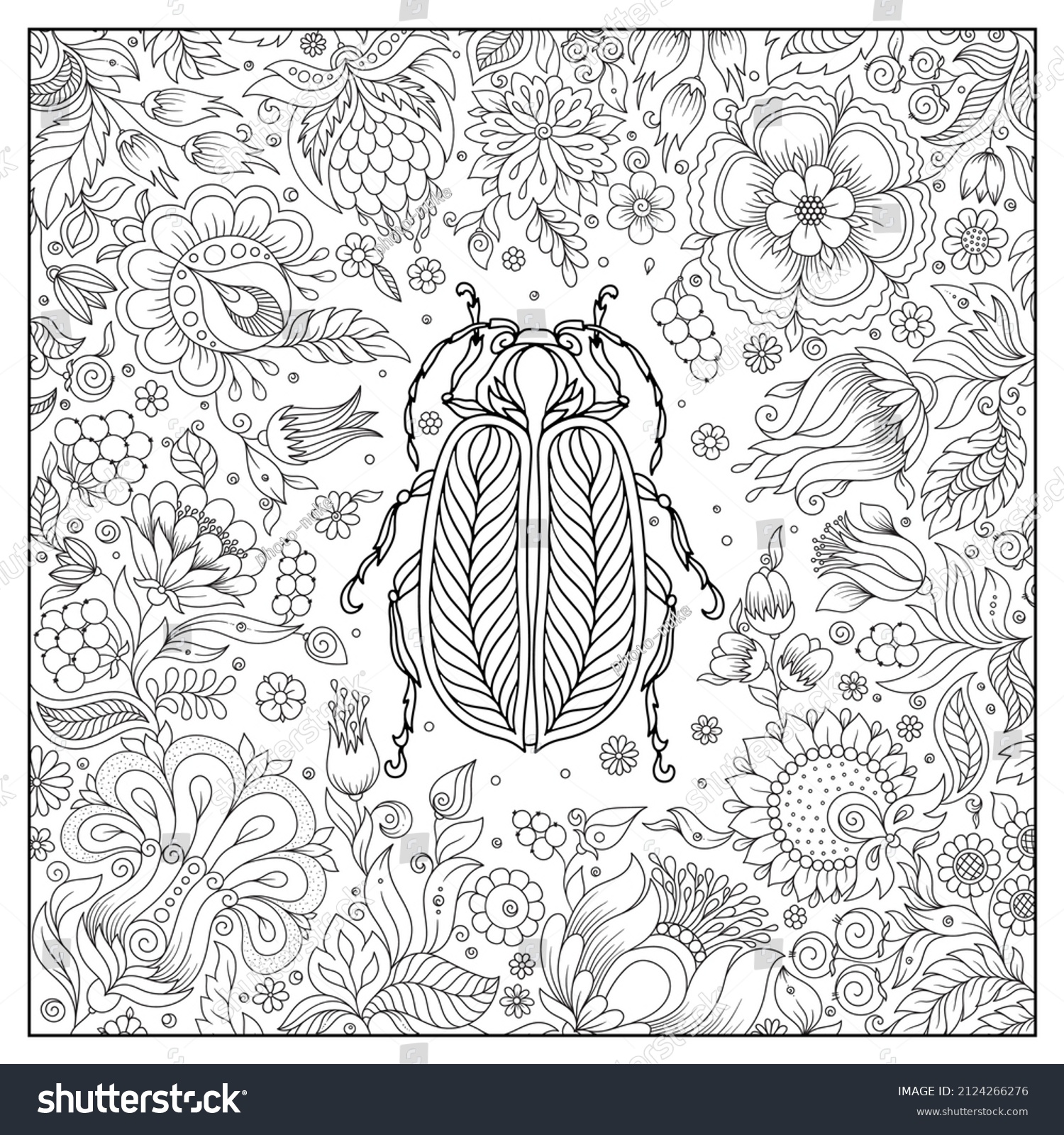 Zentangle Stylized Cartoon Beetle Hand Drawn Stock Vector (Royalty Free ...