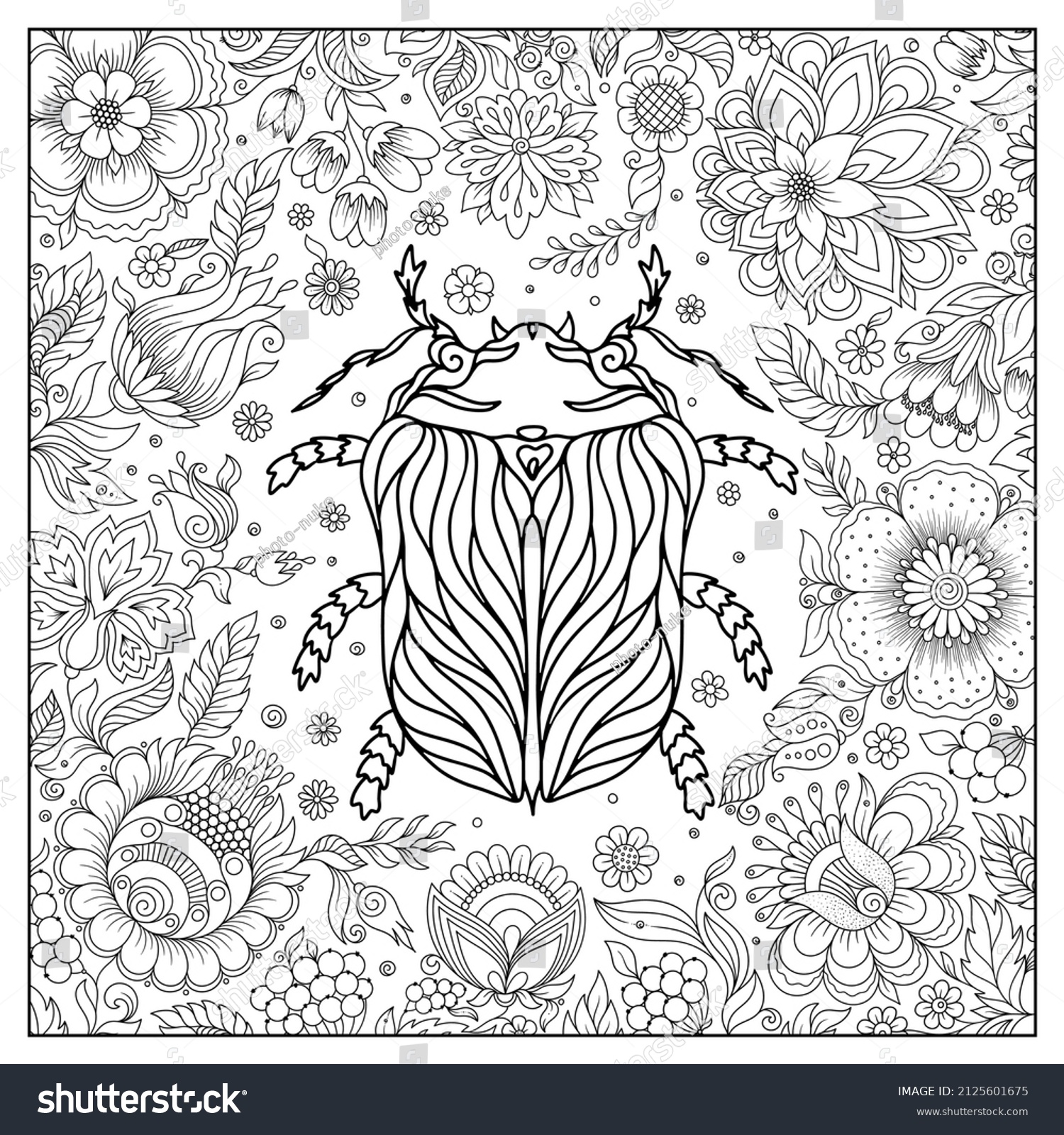 Zentangle Stylized Cartoon Beetle Hand Drawn Stock Vector (Royalty Free ...