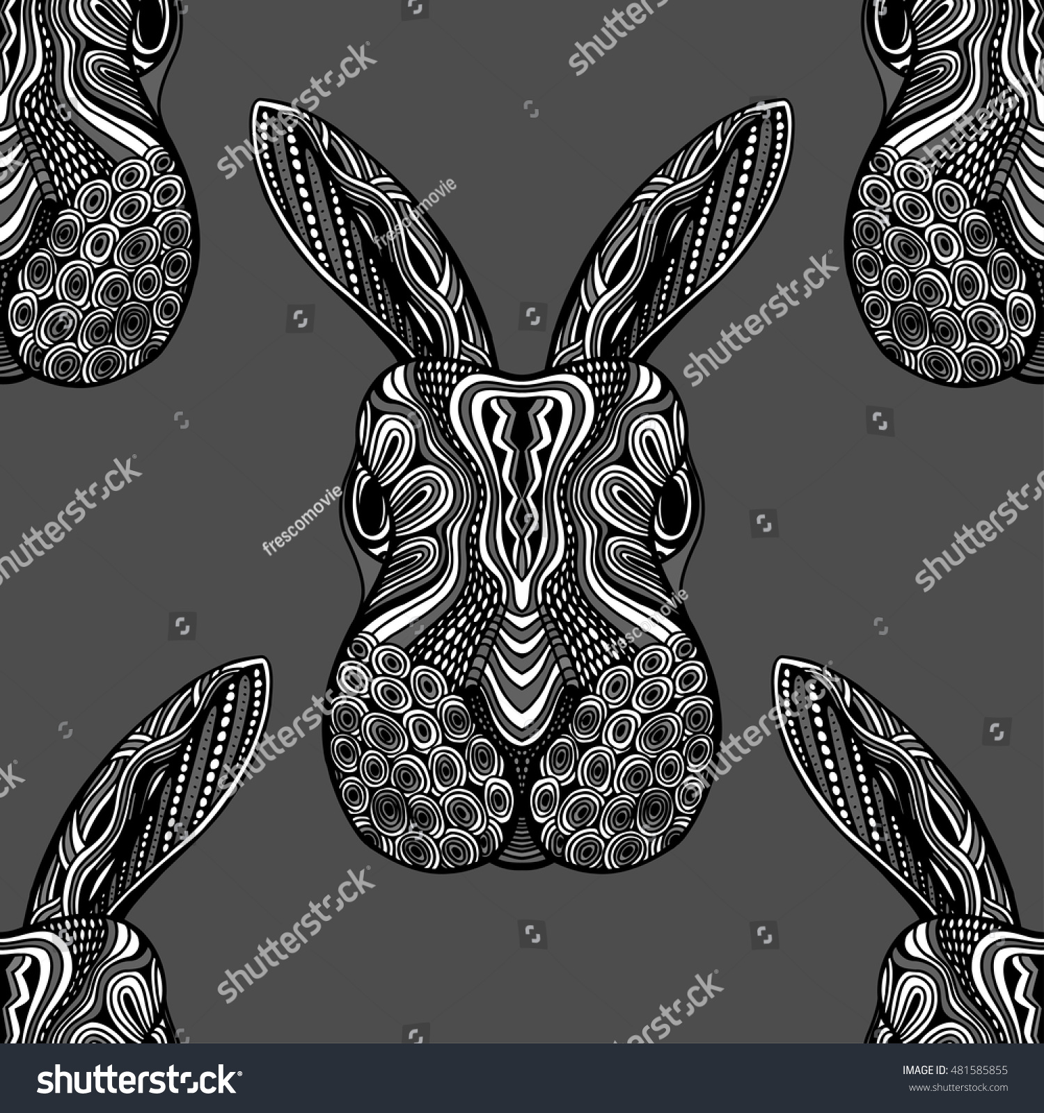 Zentangle Stylized Doodle Animal Vector Seamless Stock Vector