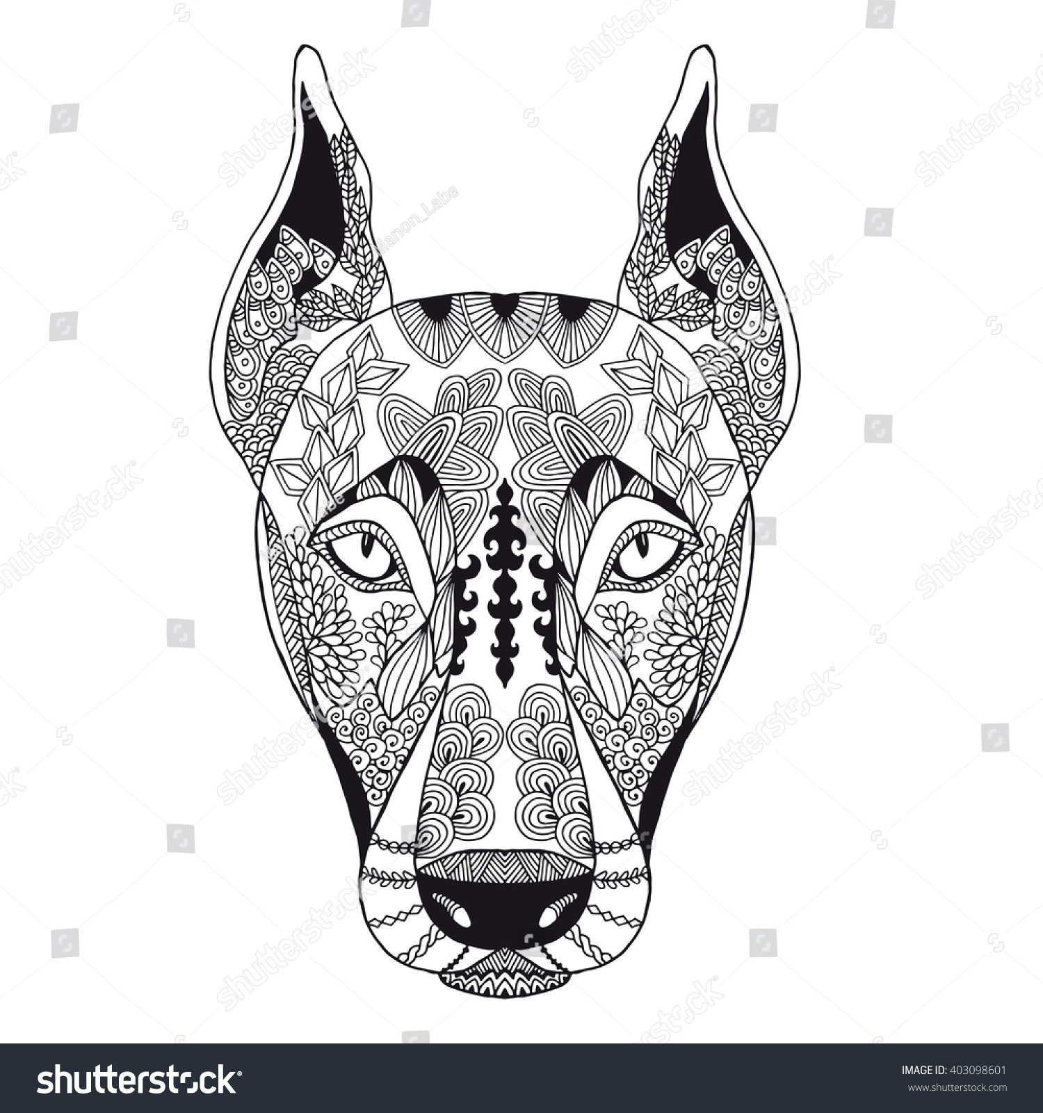 Zentangle Stylized Doodle Vector Doberman Dog Stock Vector Royalty