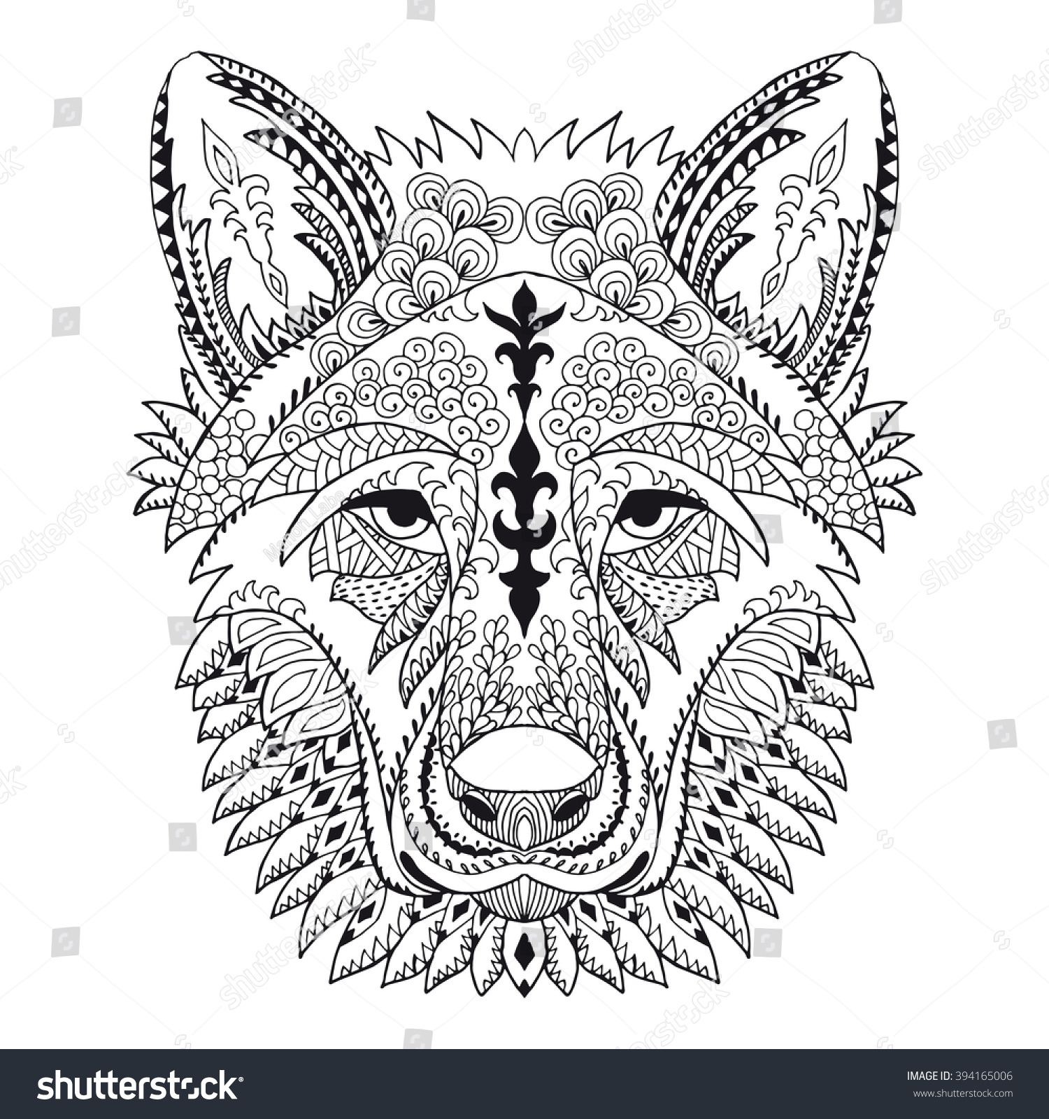 Zentangle Stylized Doodle Vector Wolf Head Stock Vector Royalty
