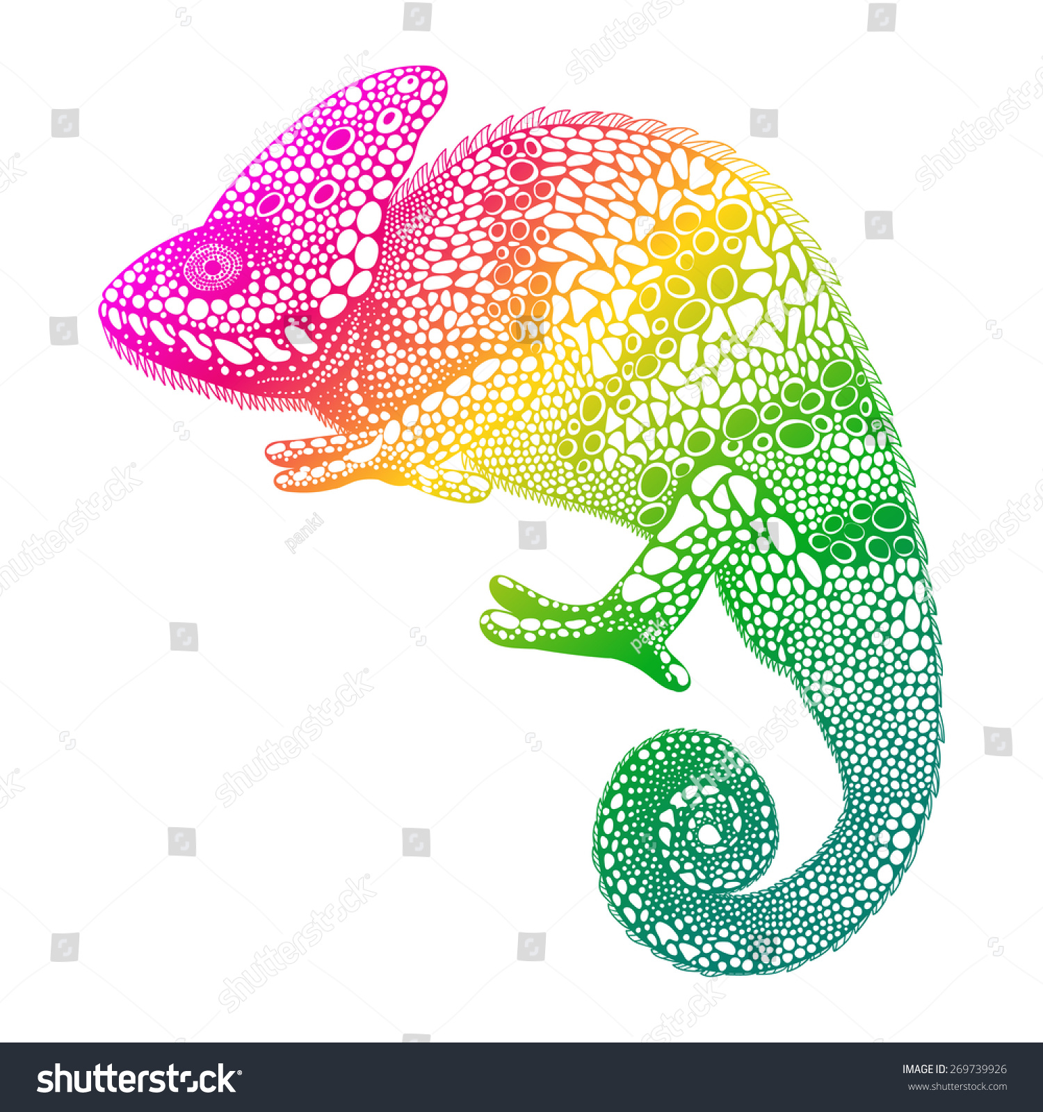SVG of Zentangle stylized  multi coloured Chameleon. Hand Drawn Reptile vector illustration  in doodle style. Sketch for tattoo or print. Animal collection. svg
