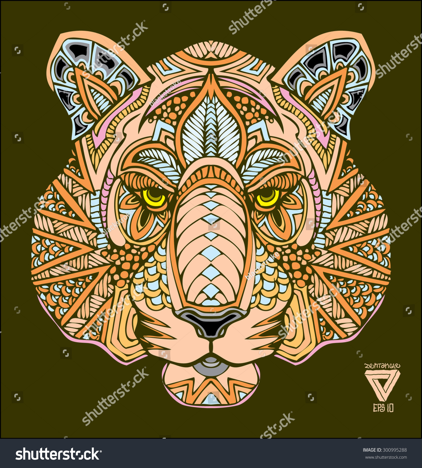 Zentangle Tiger Vector Illustration Stock Vector (Royalty Free) 300995288