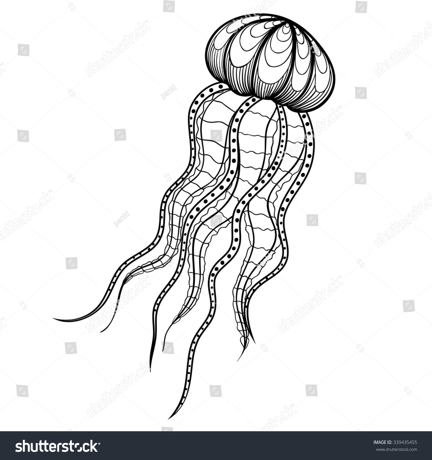 Download Zentangle Vector Jellyfish Tattoo Design Ornamental Stock ...