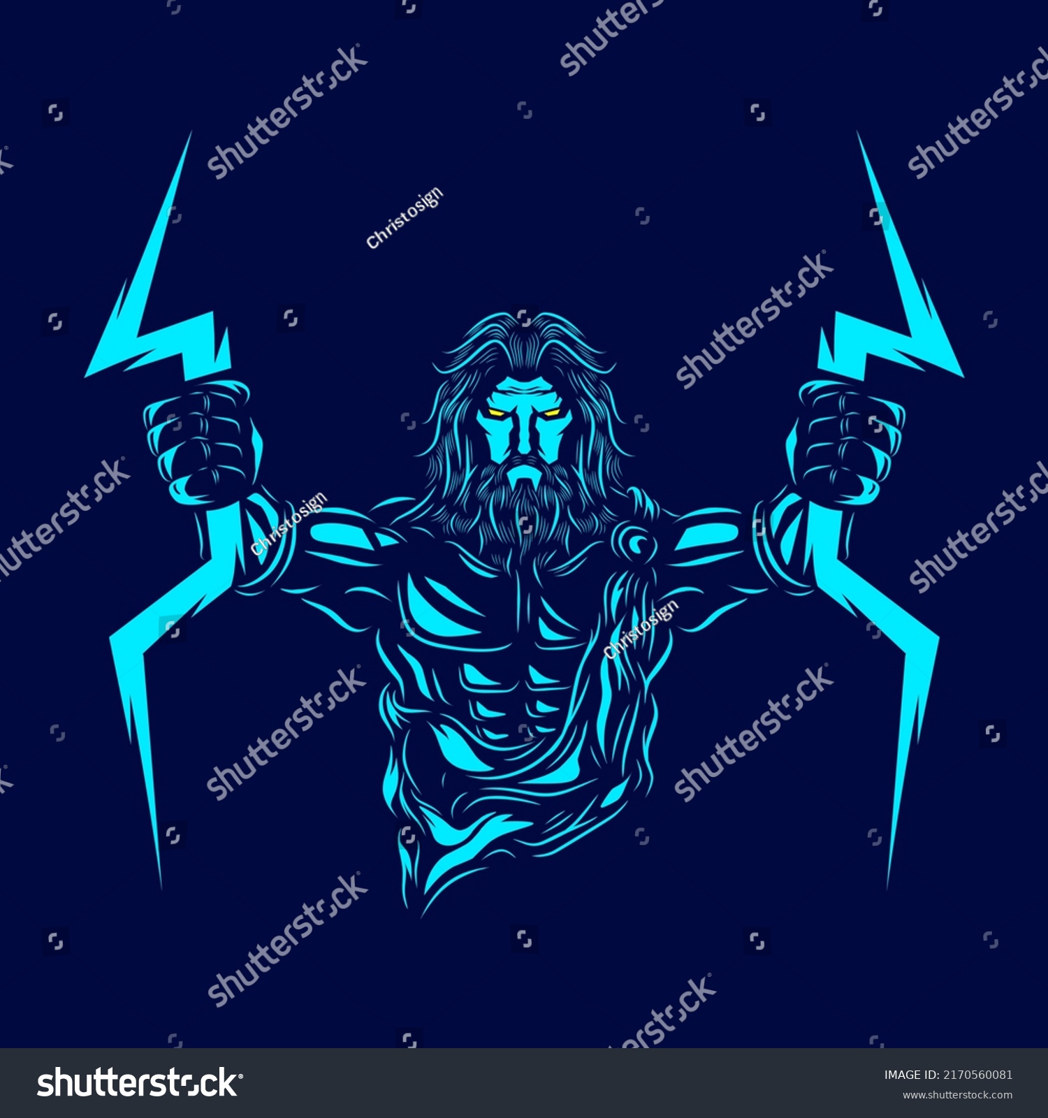 Zeus Mythology Logo Line Pop Art Stock Vector (Royalty Free) 2170560081 ...