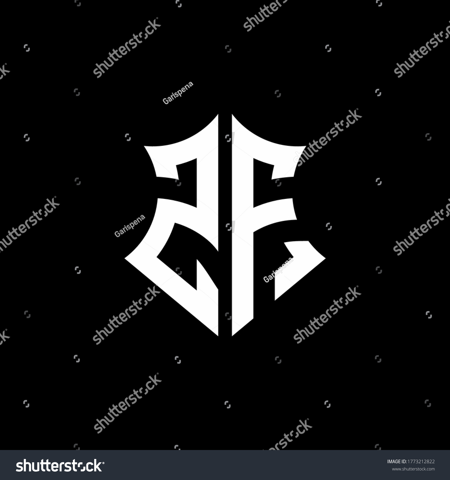 Zf Monogram Logo Sharp Shield Style Stock Vector (Royalty Free ...