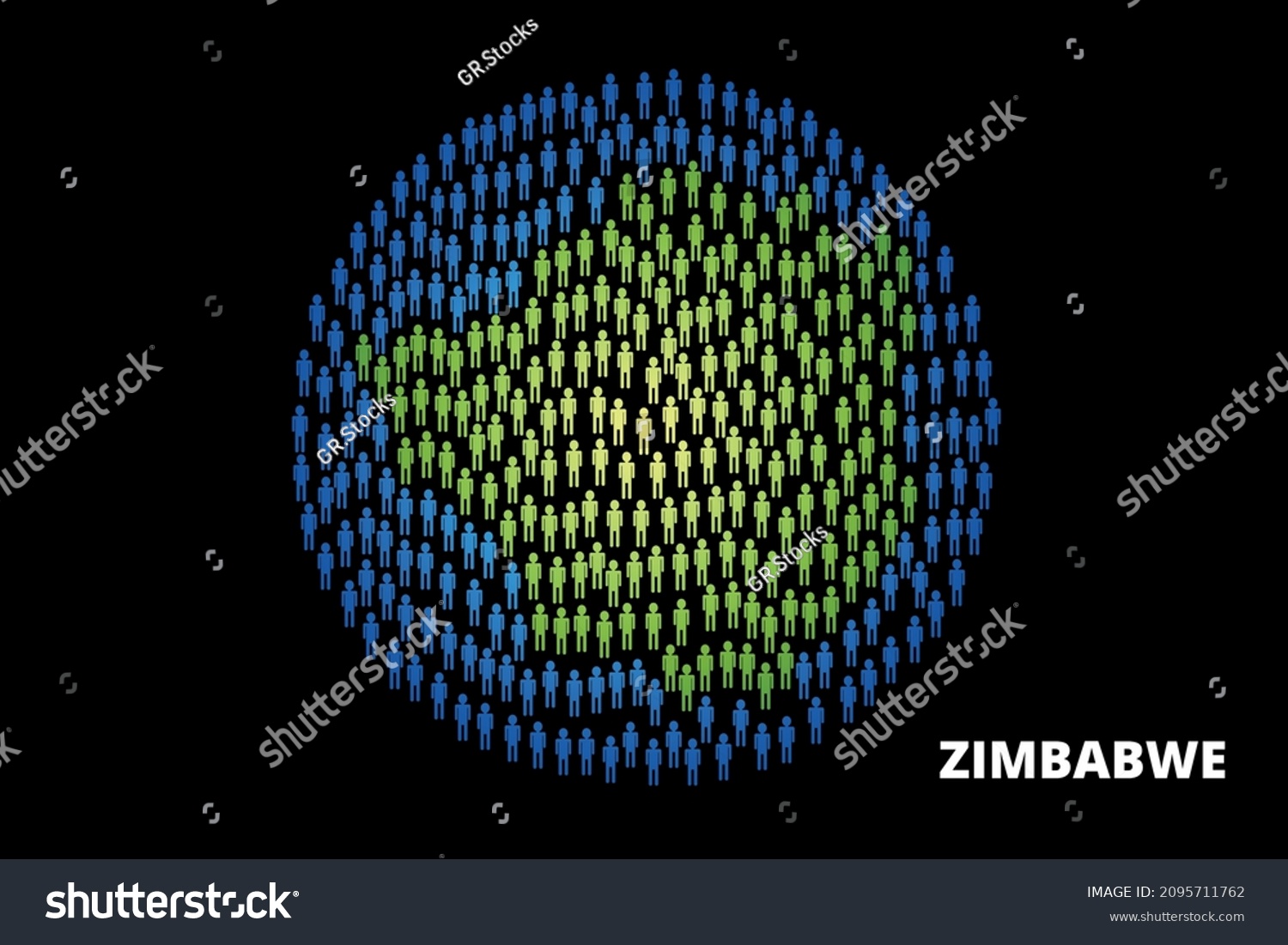 Zimbabwe Population People Map Globe Vector Stock Vector (Royalty Free