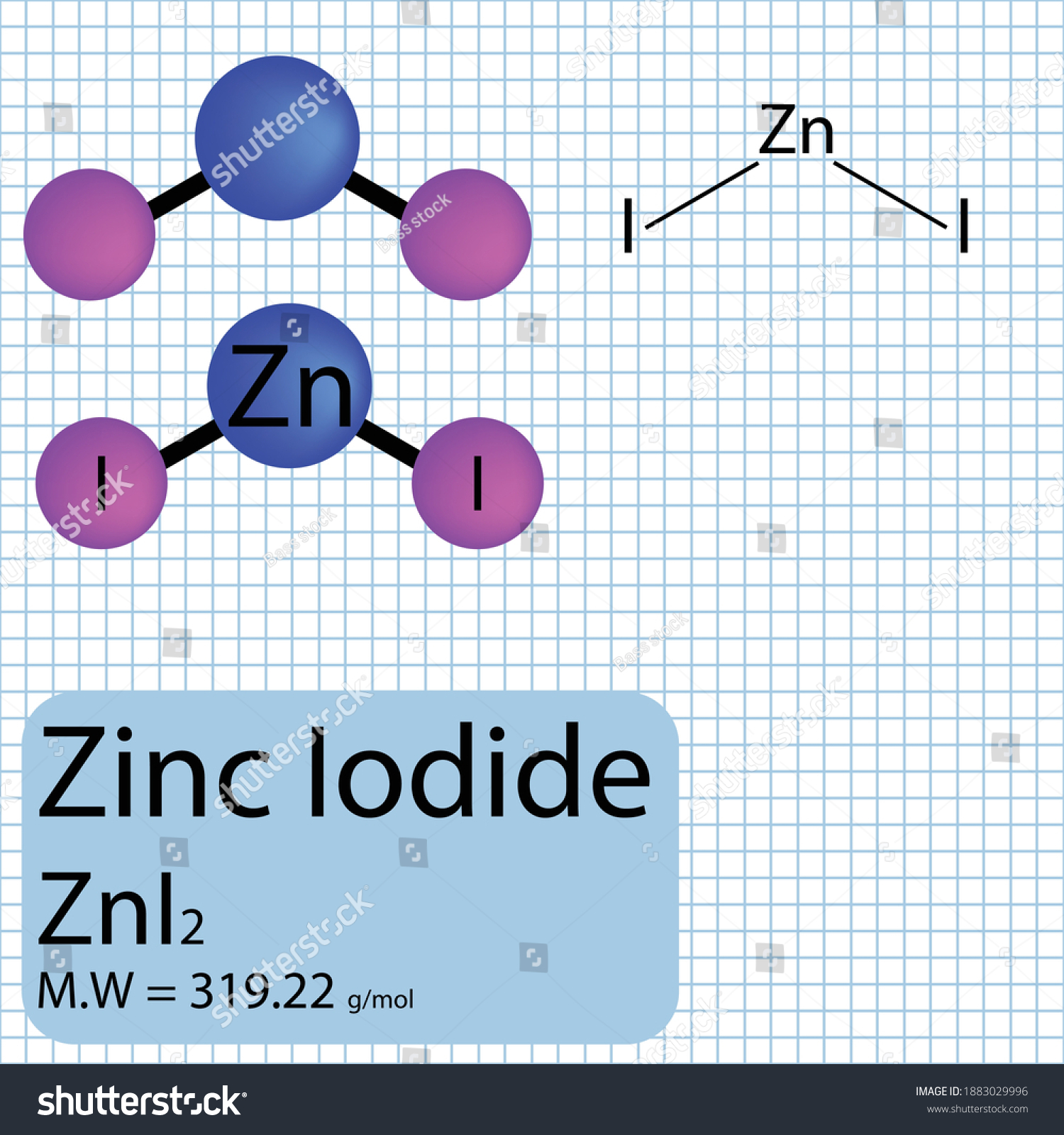 Zinc Iodide Molecule Ball Stick Model Stock Vector (royalty Free 