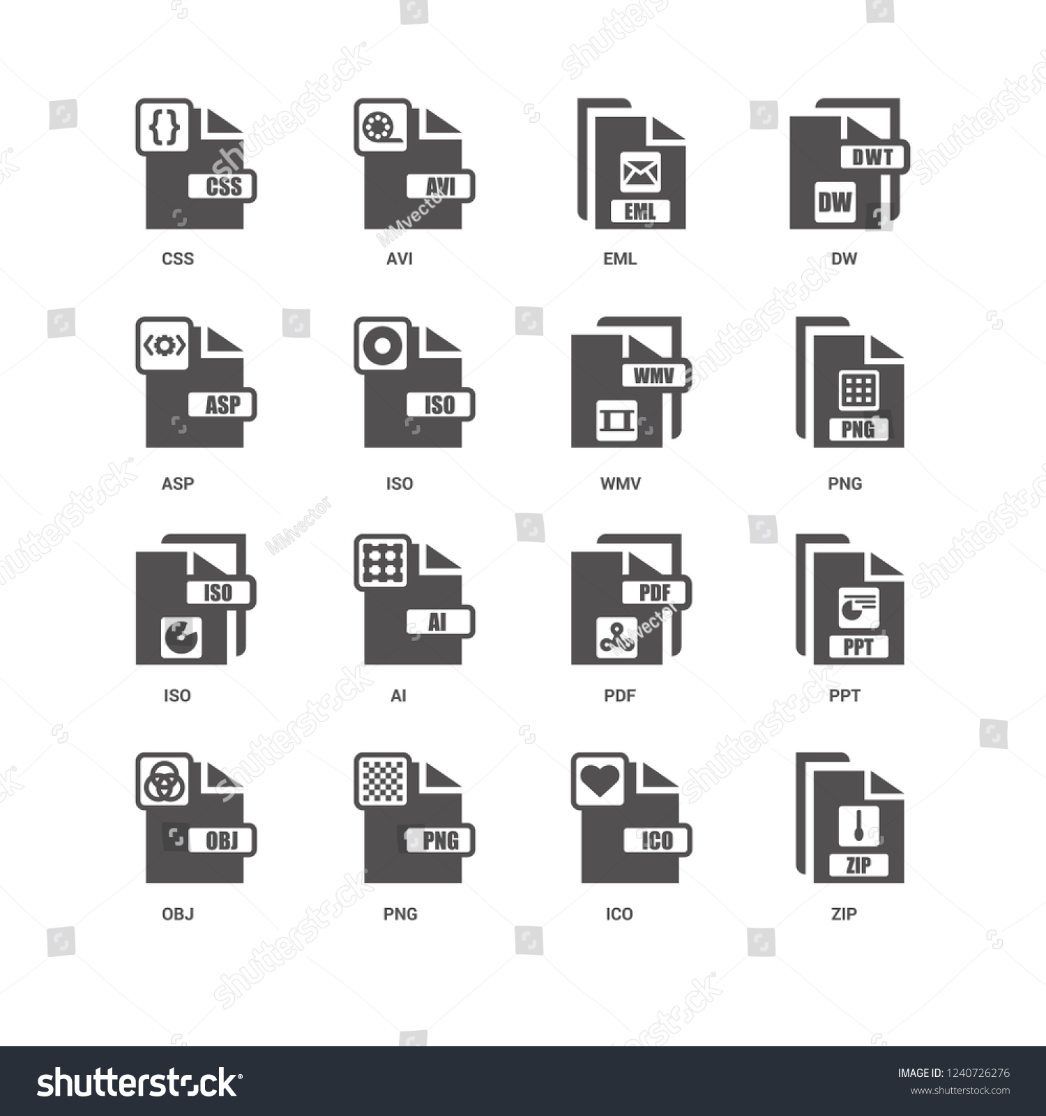 zip png wmv obj ppt css stock vector royalty free 1240726276 shutterstock