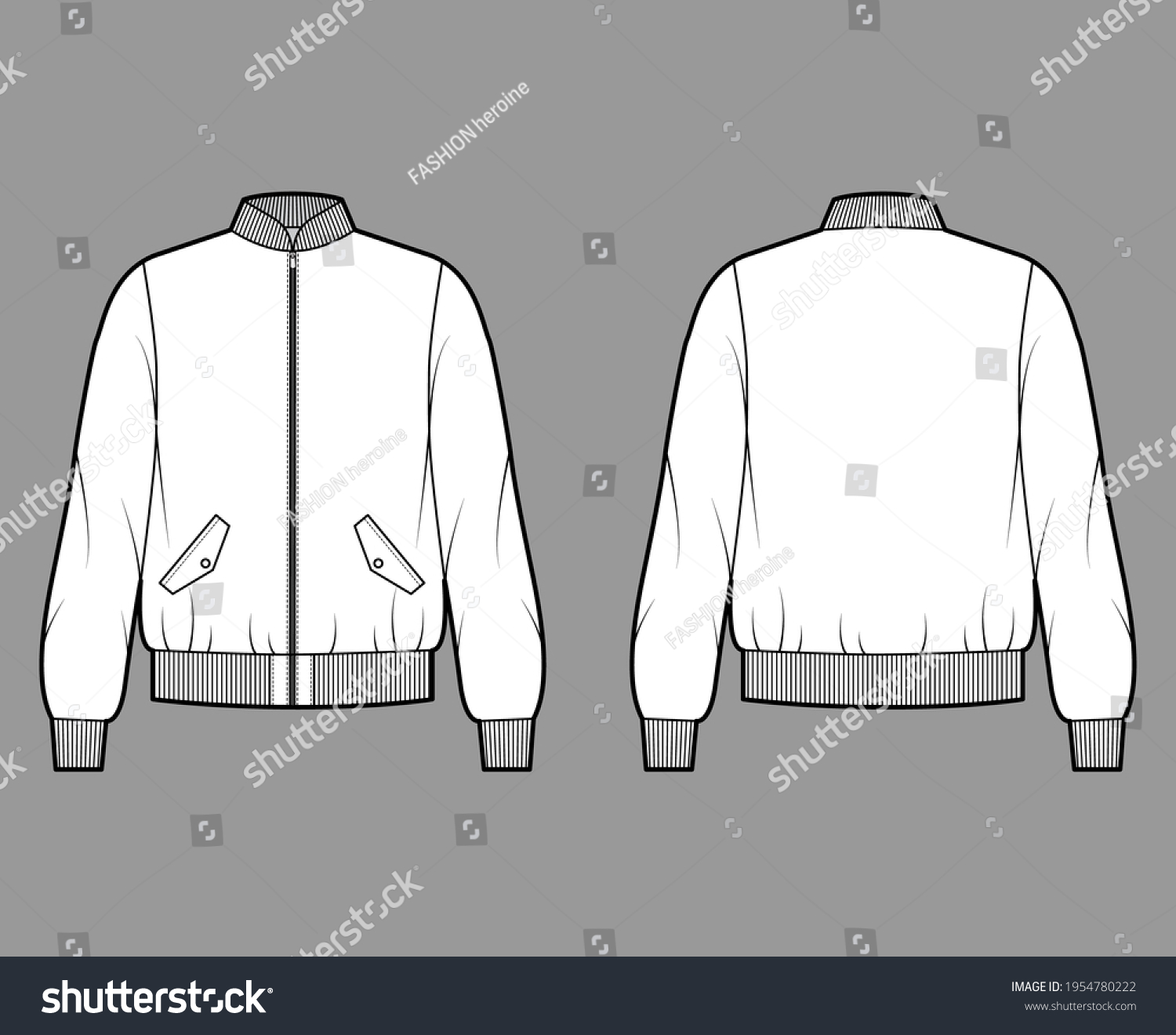 Zipup Bomber Ma1 Flight Jacket Technical Stock Vector (Royalty Free ...