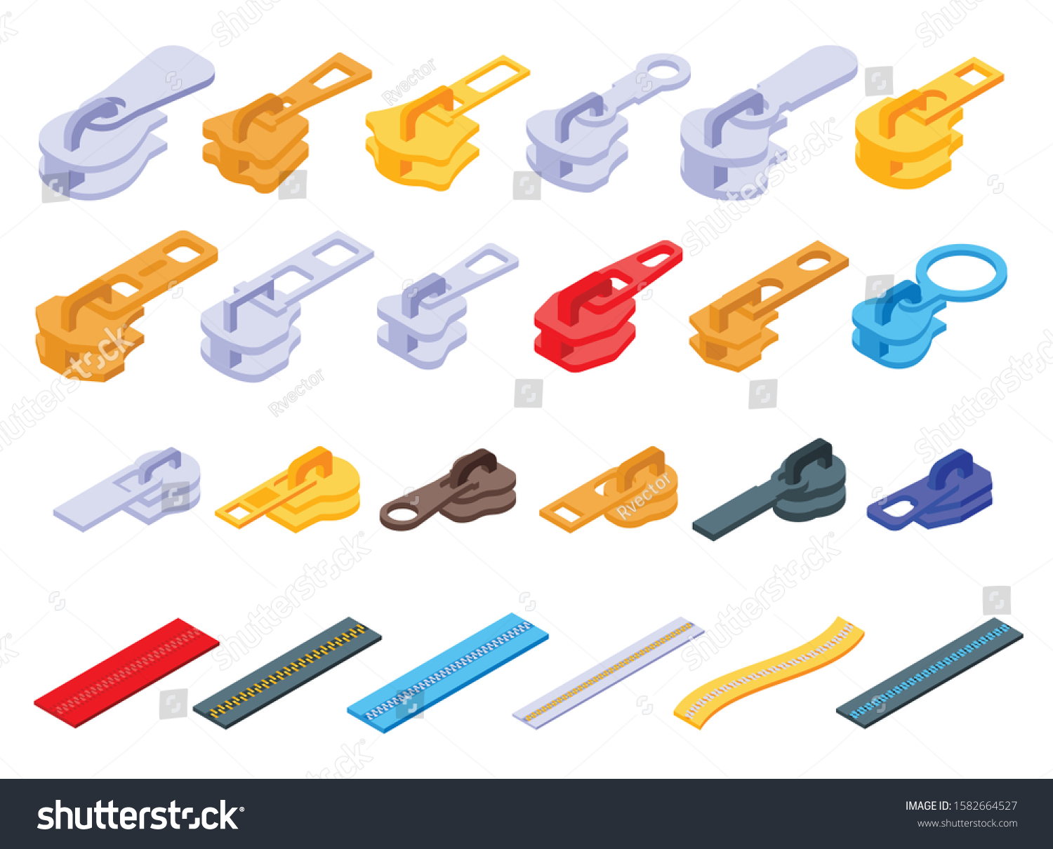 SVG of Zipper icons set. Isometric set of zipper vector icons for web design isolated on white background svg