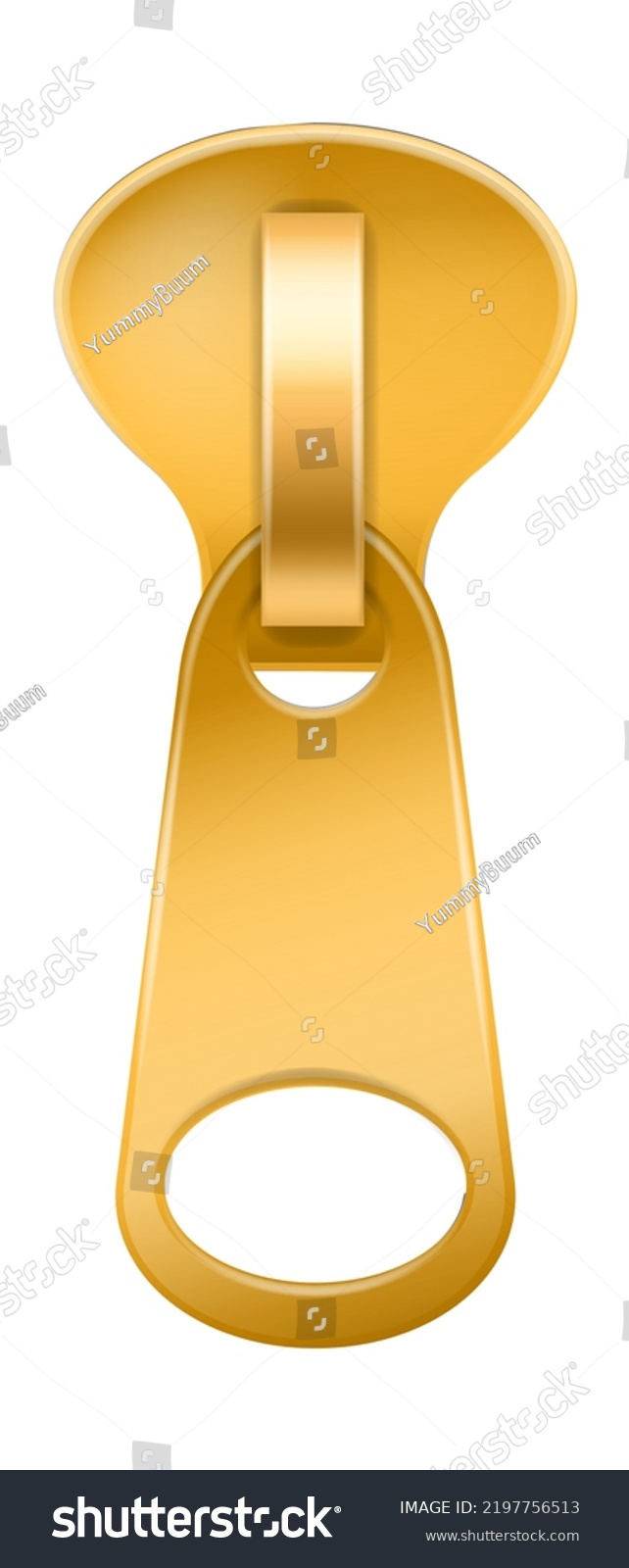 SVG of Zipper puller. Realistic golden closing fabric fastener isolated on white background svg