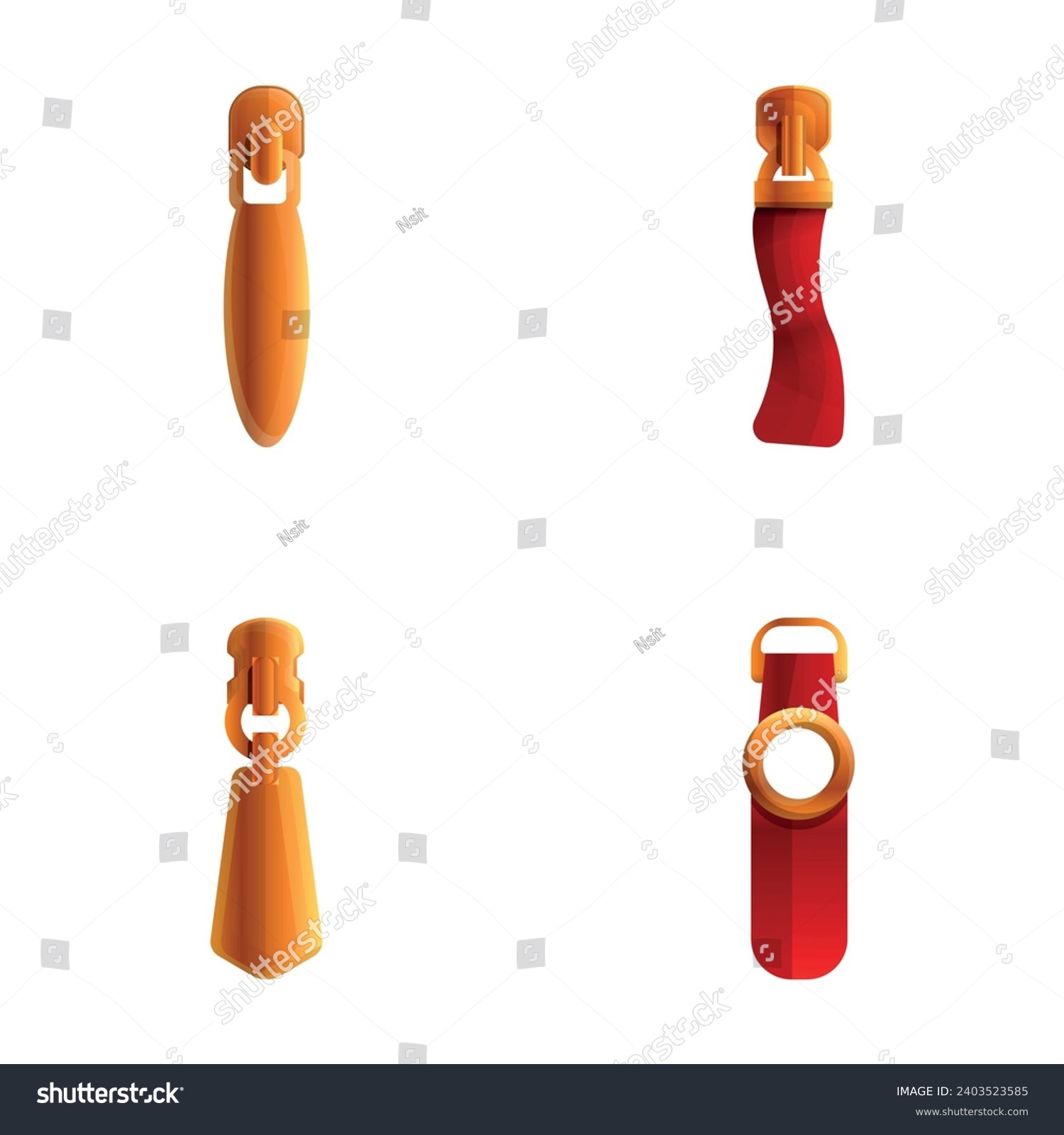 SVG of Zipper slider icons set cartoon vector. Zip pull for fastener. Accessory for bag and clothing svg