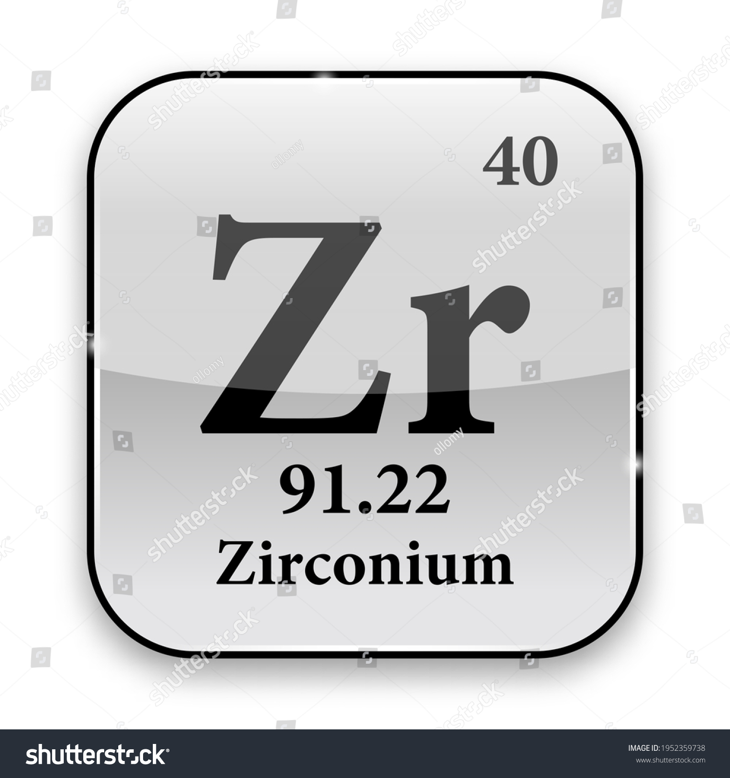 Zirconium Symbolchemical Element Periodic Table On Stock Vector