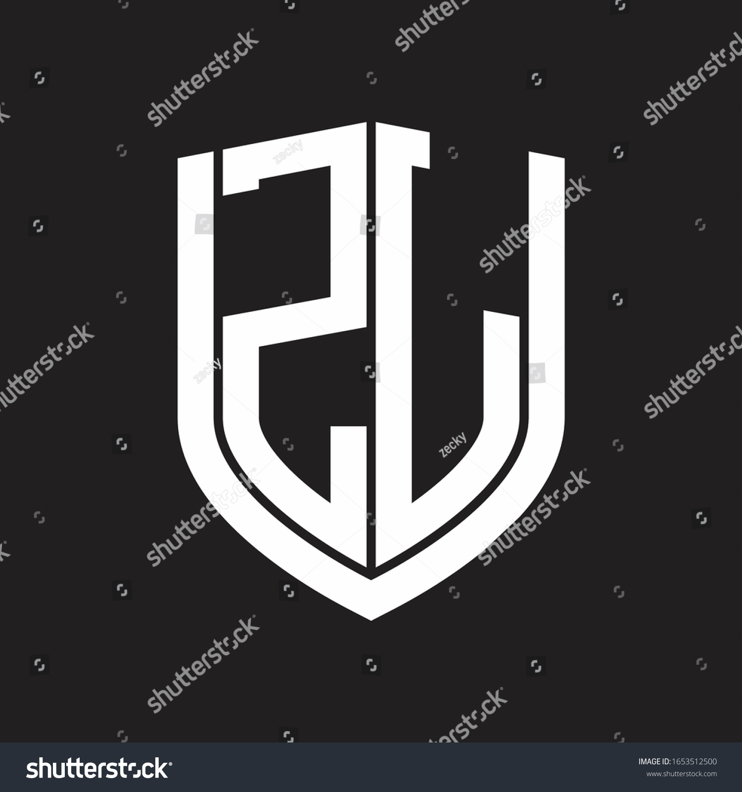 Zl Logo Monogram Emblem Shield Design Stock Vector (Royalty Free ...