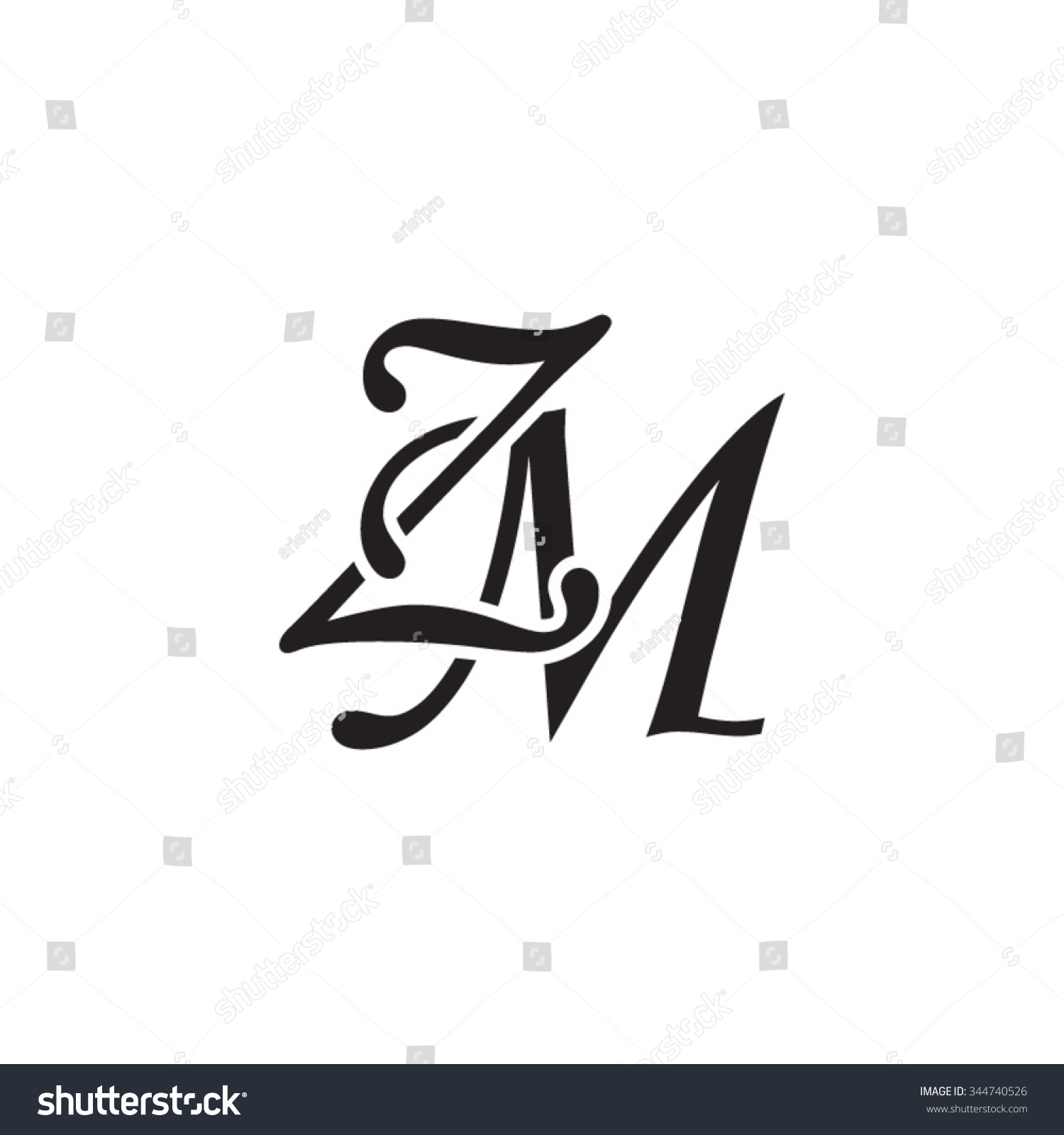 ZM Initial Monogram Logo Stock Vector (Royalty Free) 344740526