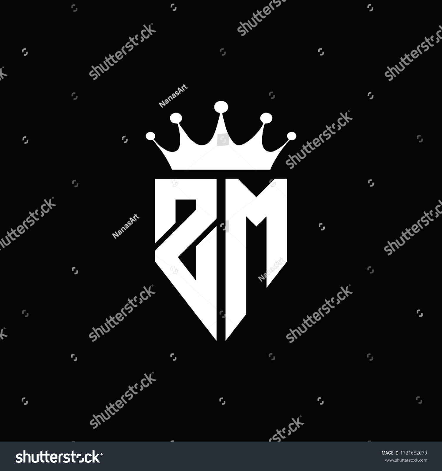 Zm Logo Monogram Emblem Style Crown Stock Vector (Royalty Free) 1721652079