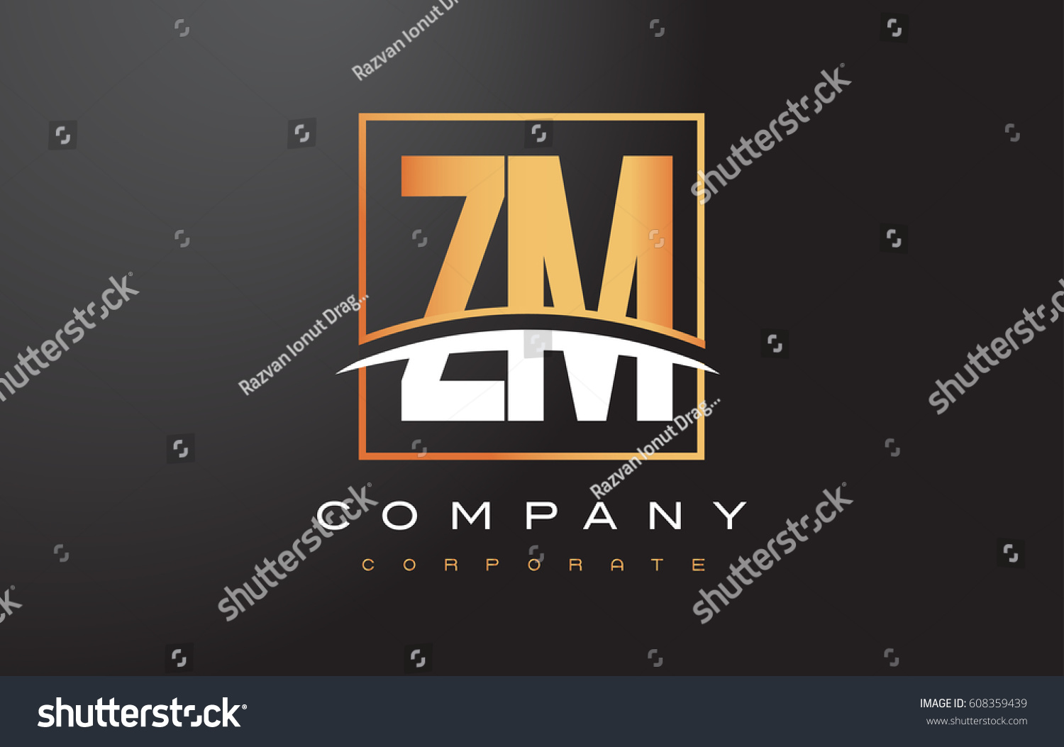 Zm Z M Golden Letter Logo Stock Vector (Royalty Free) 608359439 ...